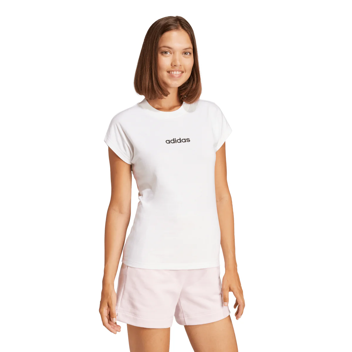 T-shirt bianca da Donna in cotone con logo adidas