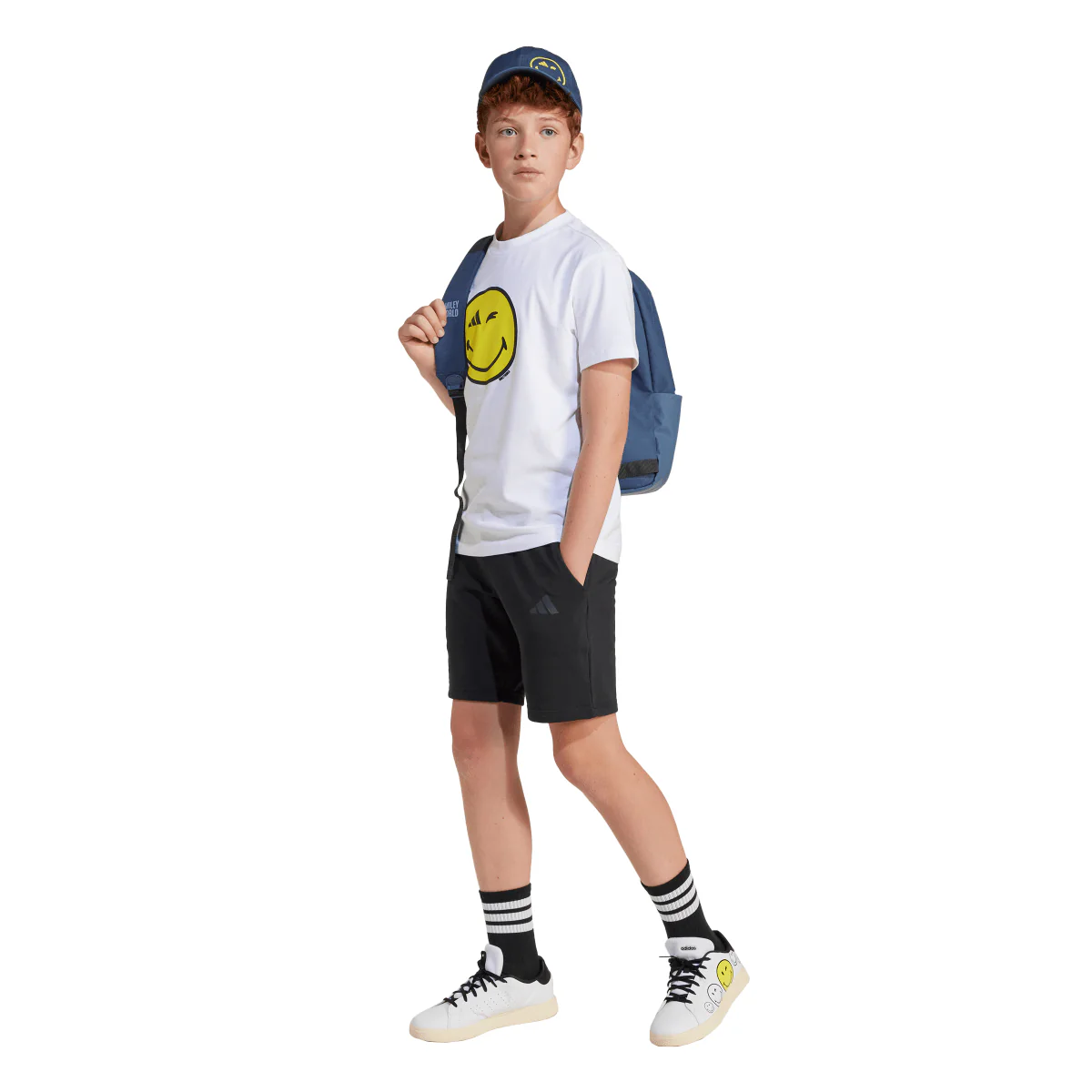 T-shirt bianca da Ragazzo con Smiley giallo adidas - Image 3