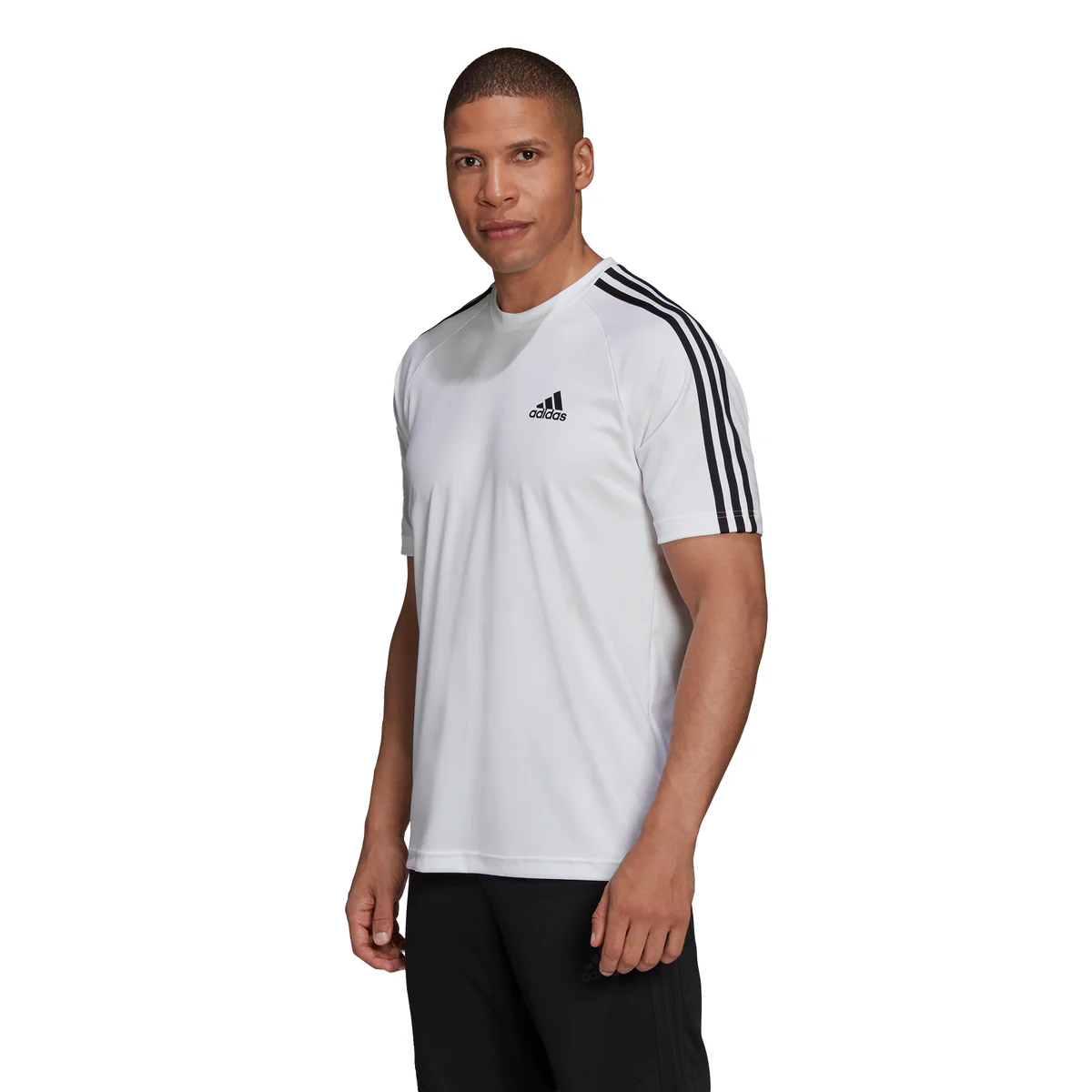 T-shirt bianca da uomo adidas AEROREADY Sereno 3-Stripes