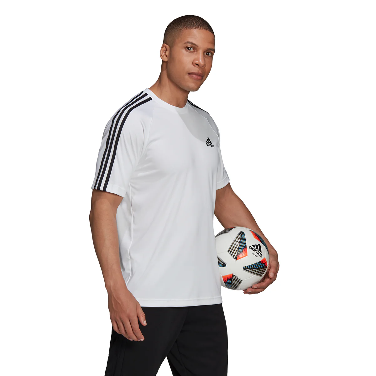 T-shirt bianca da uomo adidas AEROREADY Sereno 3-Stripes - Image 2