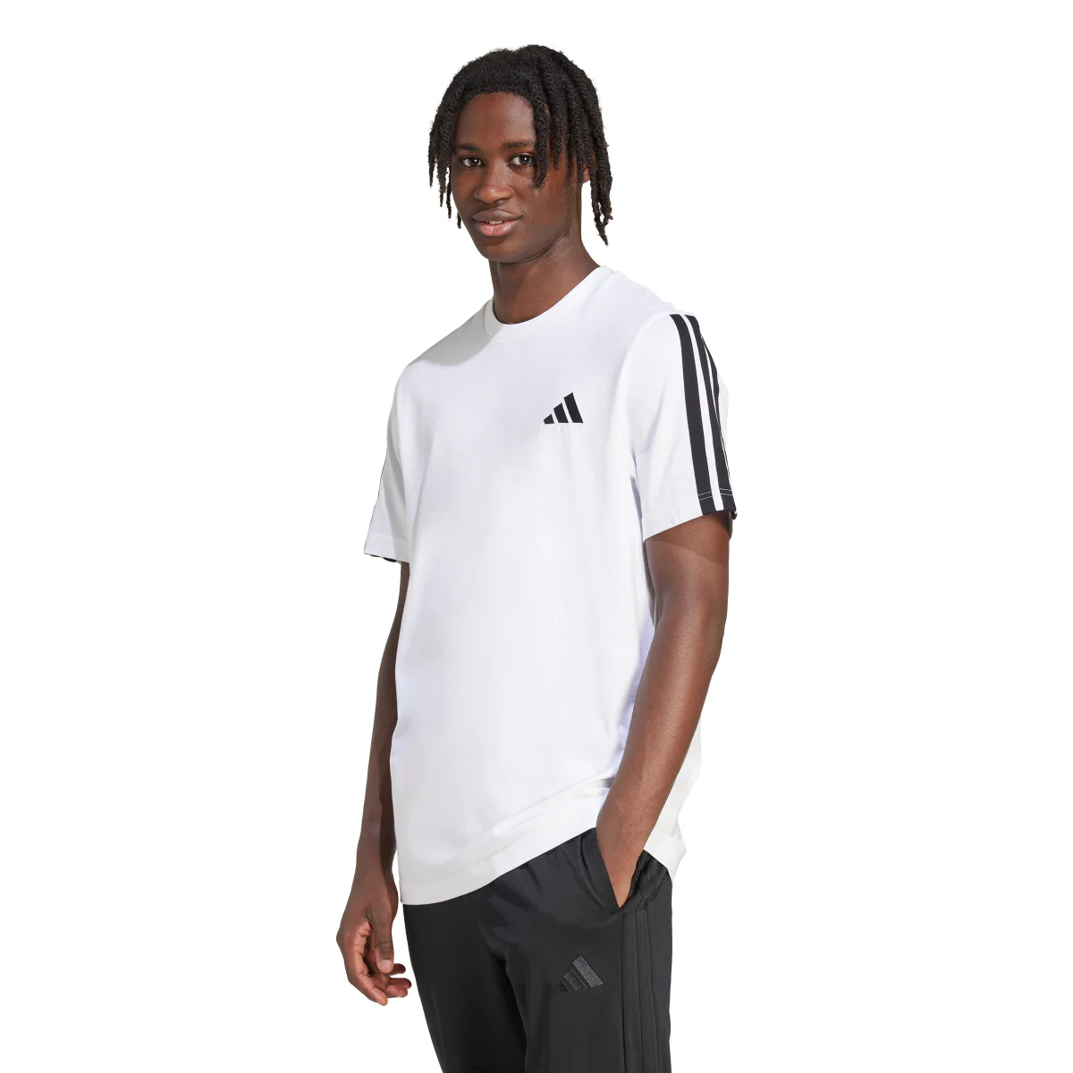 T-shirt bianca da Uomo adidas con bande laterali M 3S SJ T