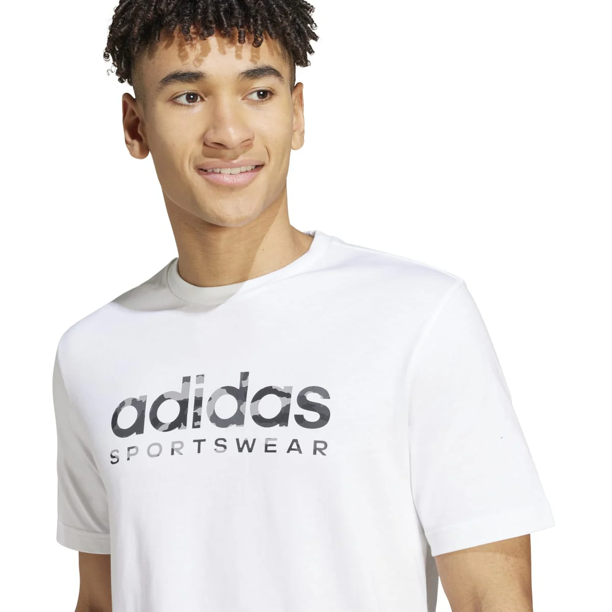 T-shirt bianca da uomo Camo Linear Graphic adidas - Image 2