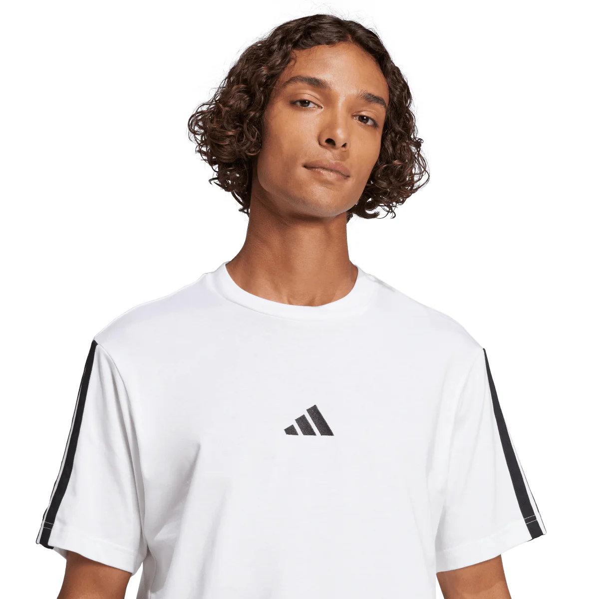 T-shirt bianca da Uomo con bande laterali e logo frontale adidas - Image 3