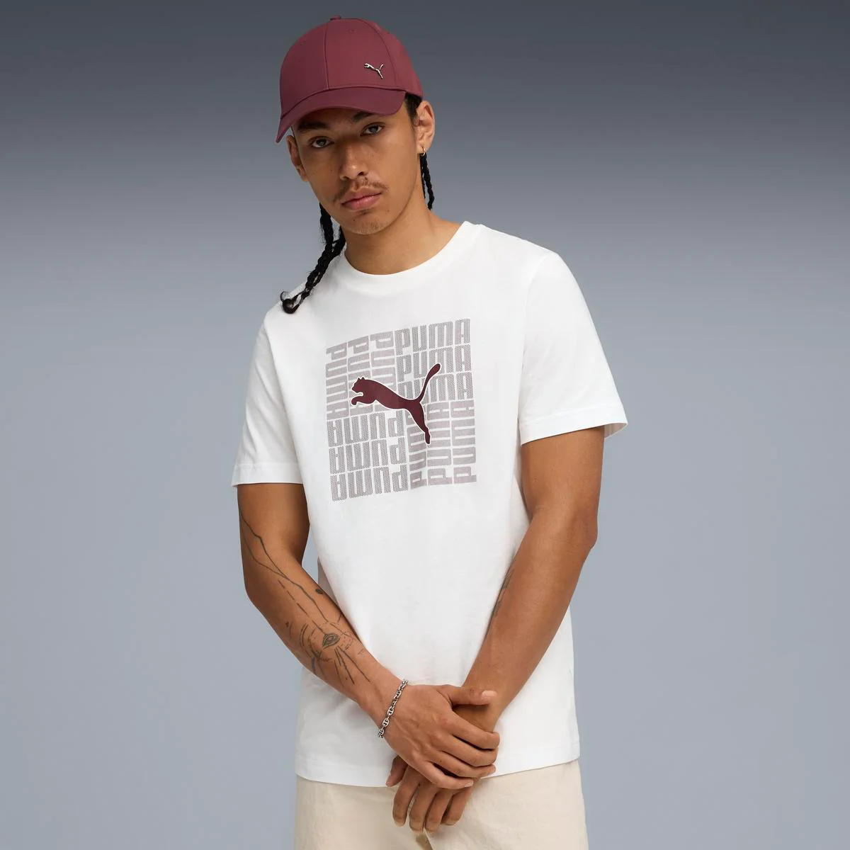 T-shirt bianca da Uomo con logo GRAPHIC Box Tee Puma