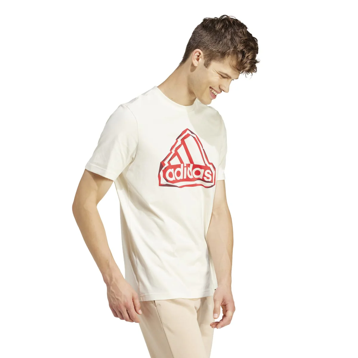 T-shirt bianca da uomo con logo rosso adidas Folded Badge Graphic - Image 3