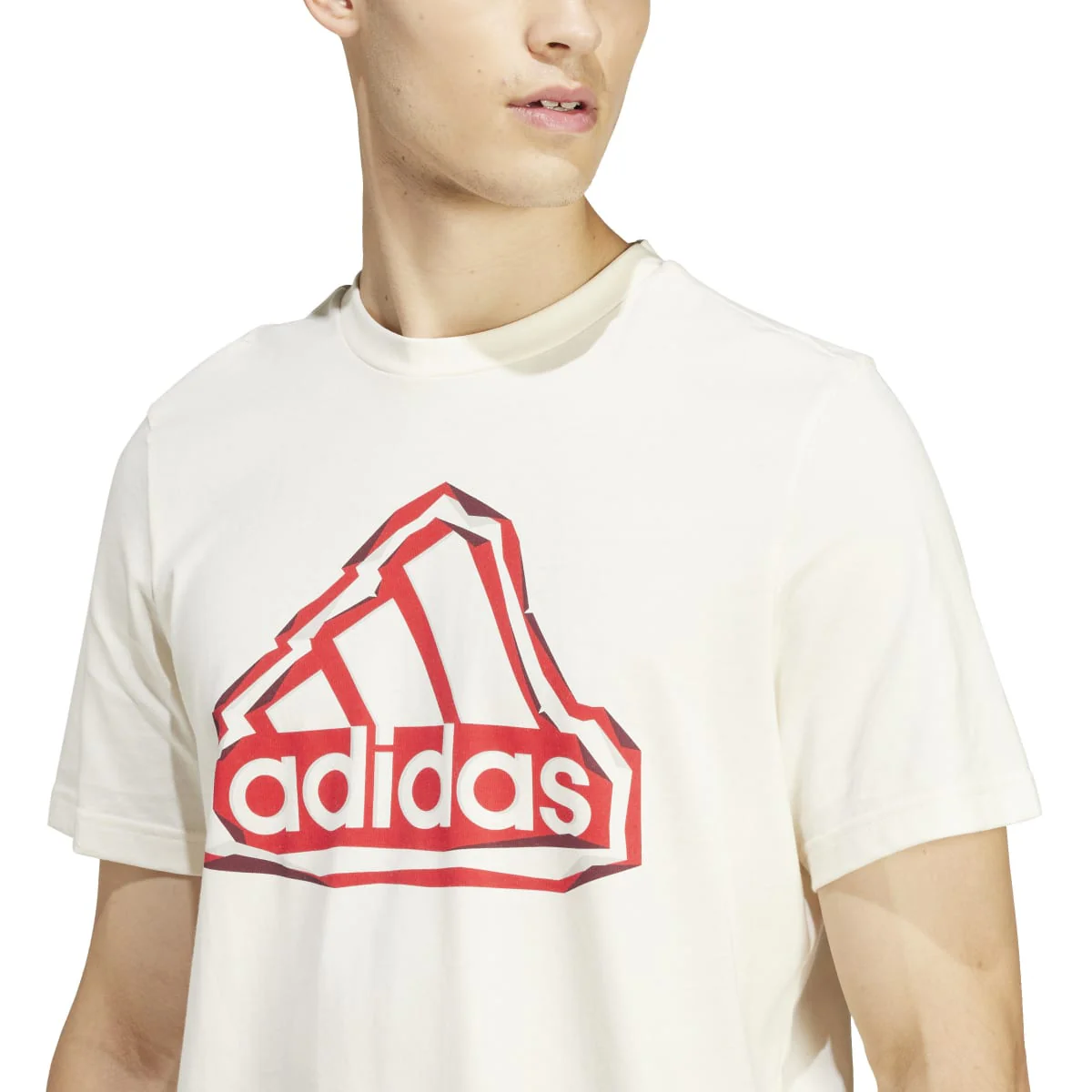 T-shirt bianca da uomo con logo rosso adidas Folded Badge Graphic - Image 4