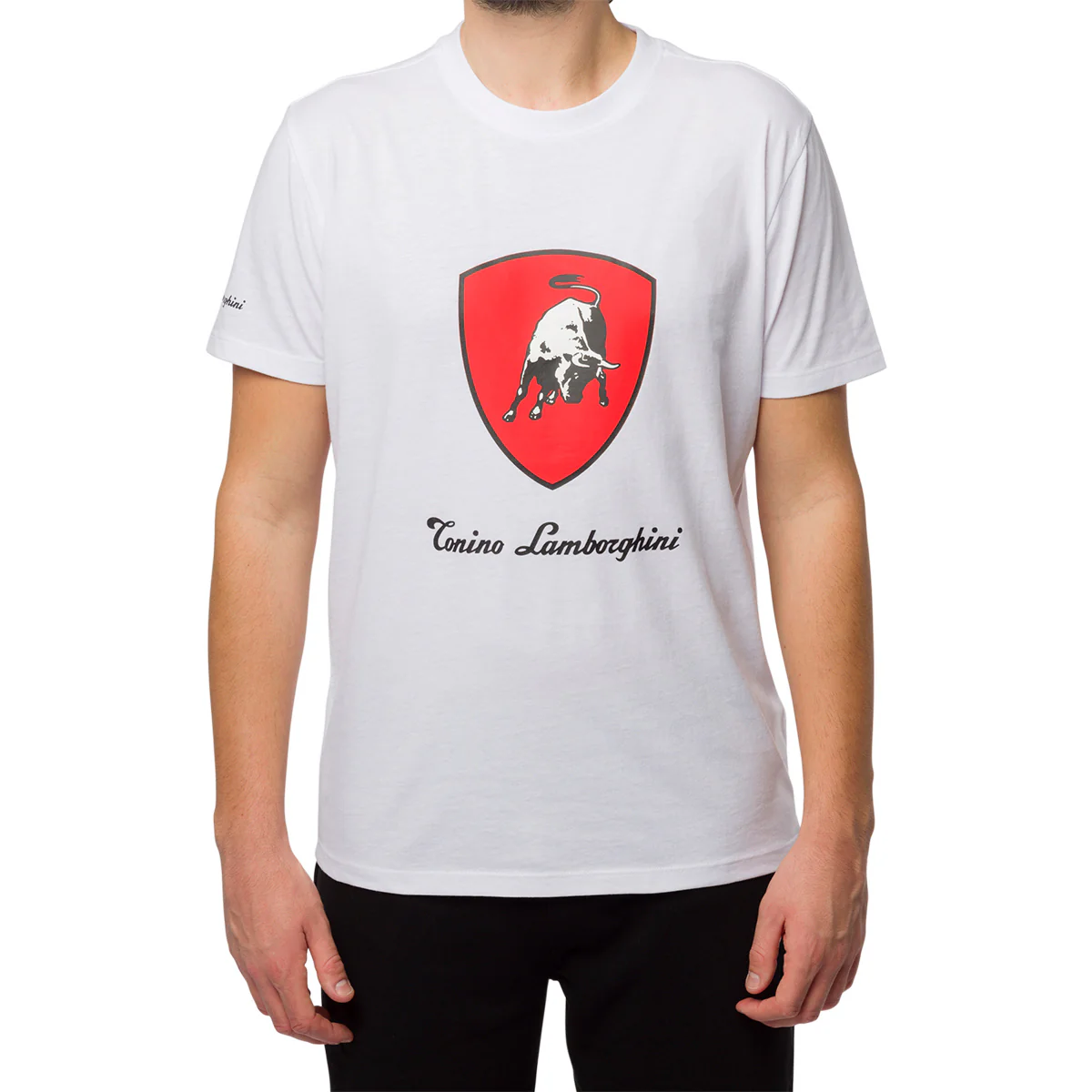 T-shirt bianca da uomo con logo rosso e nero sul petto Tonino Lamborghini