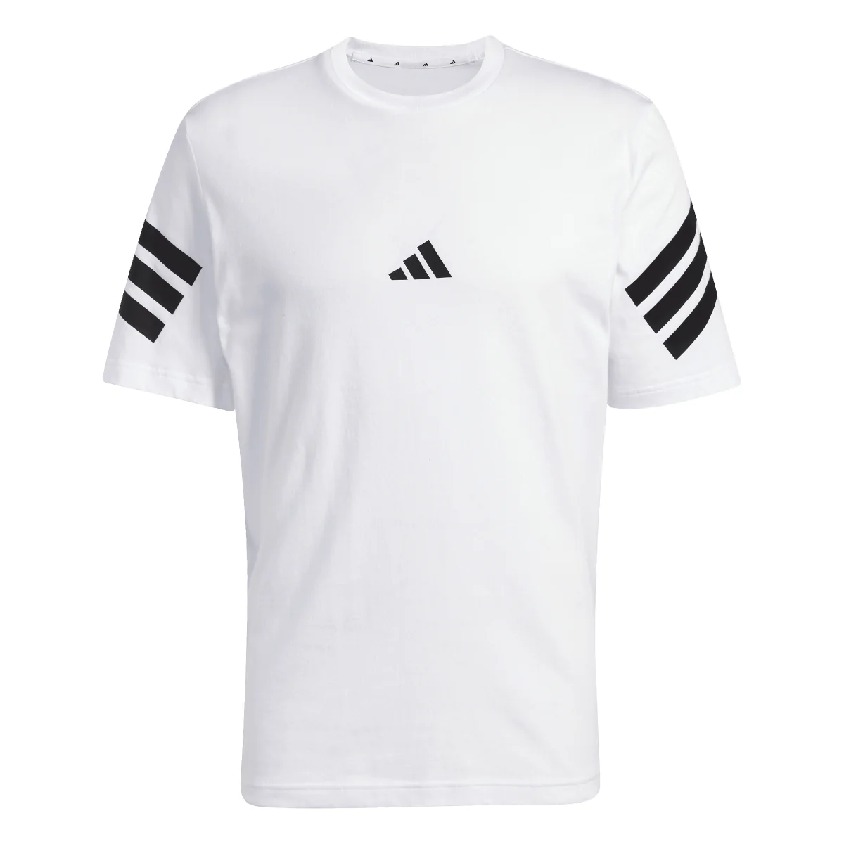 T-shirt bianca Uomo in cotone con logo e strisce sulle maniche adidas - Image 2