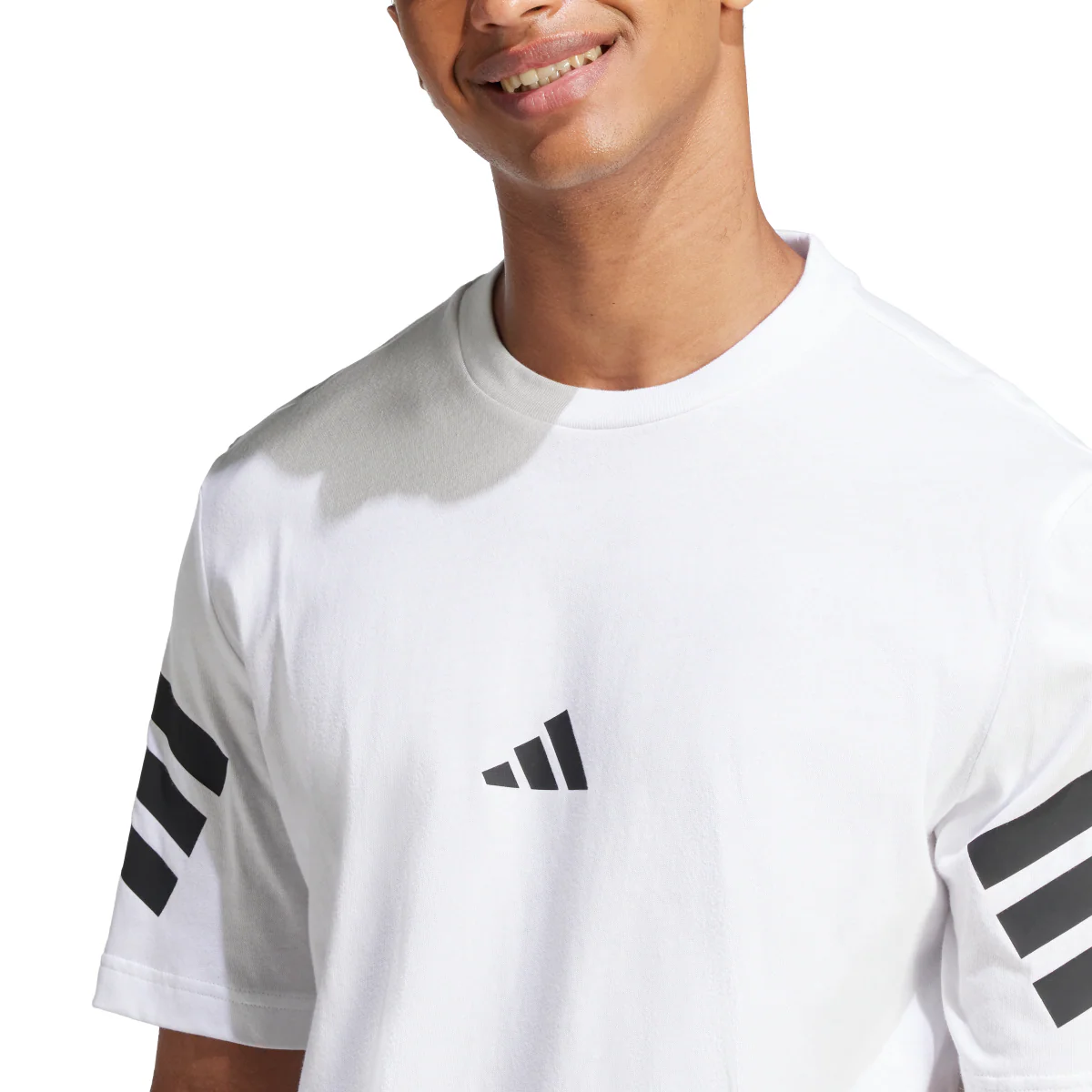 T-shirt bianca Uomo in cotone con logo e strisce sulle maniche adidas - Image 5