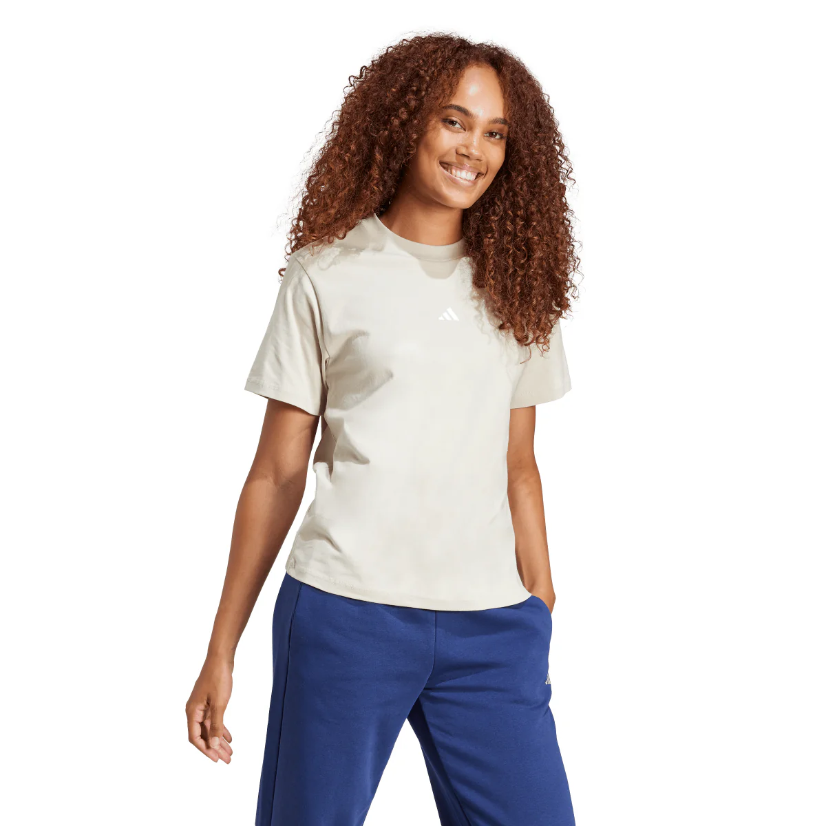 T-shirt bianco off-white da donna adidas con logo centrale - Image 5