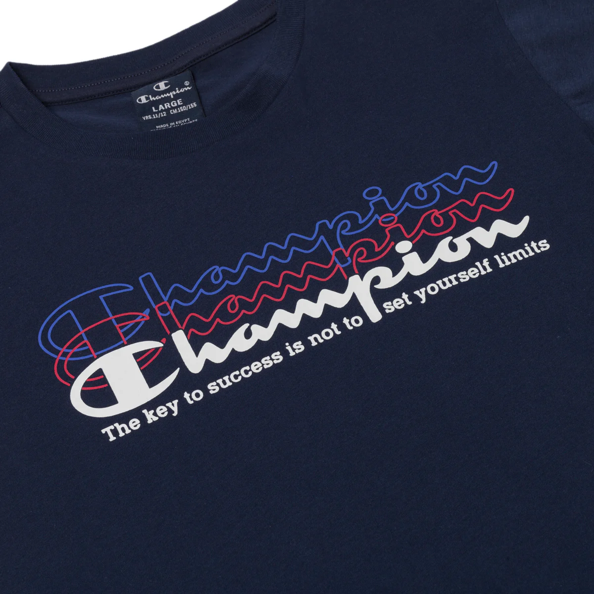 T-shirt blu da bambino con logo sul petto Champion - Image 3