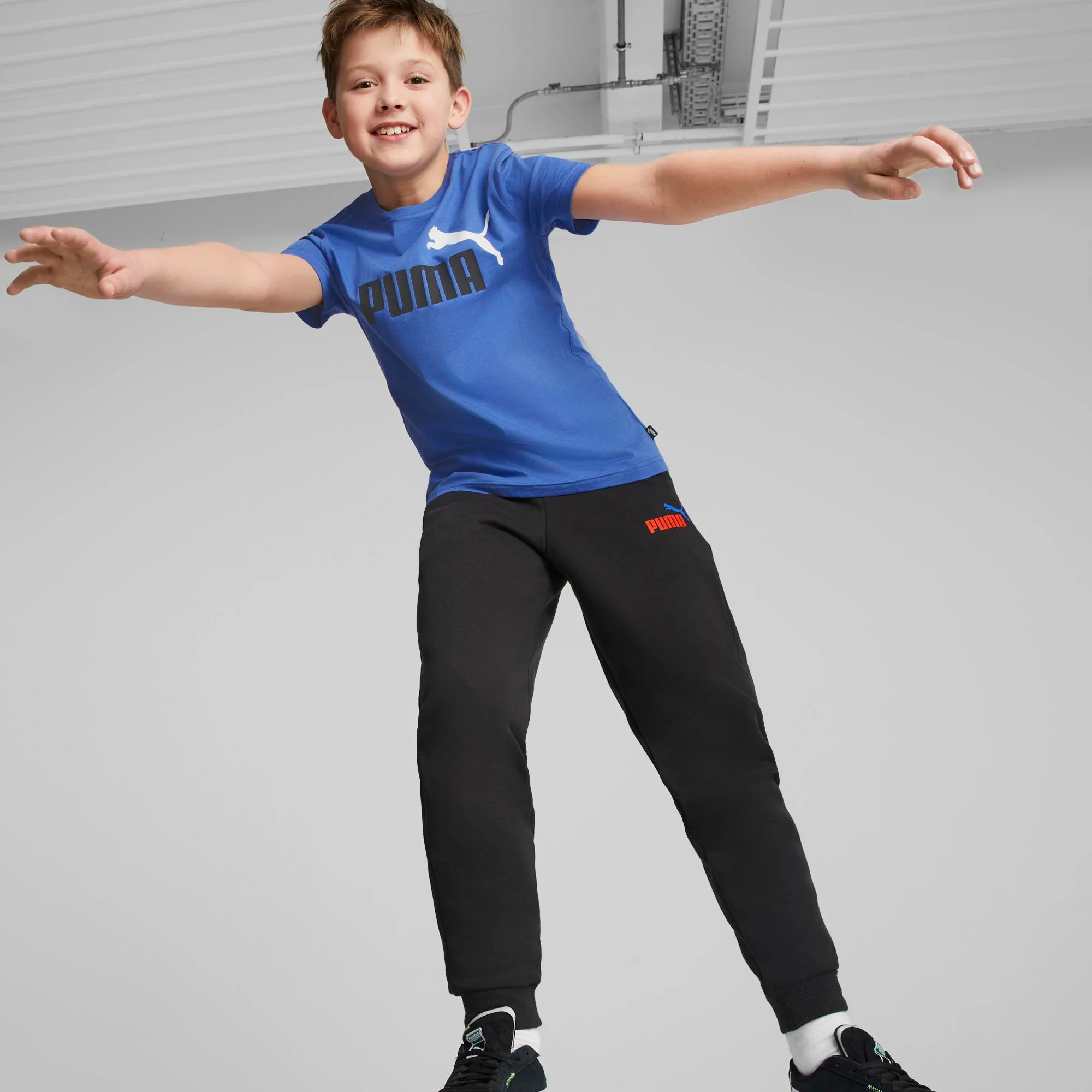 T-shirt blu da bambino Puma Essentials+ Two-Tone Logo - Image 3