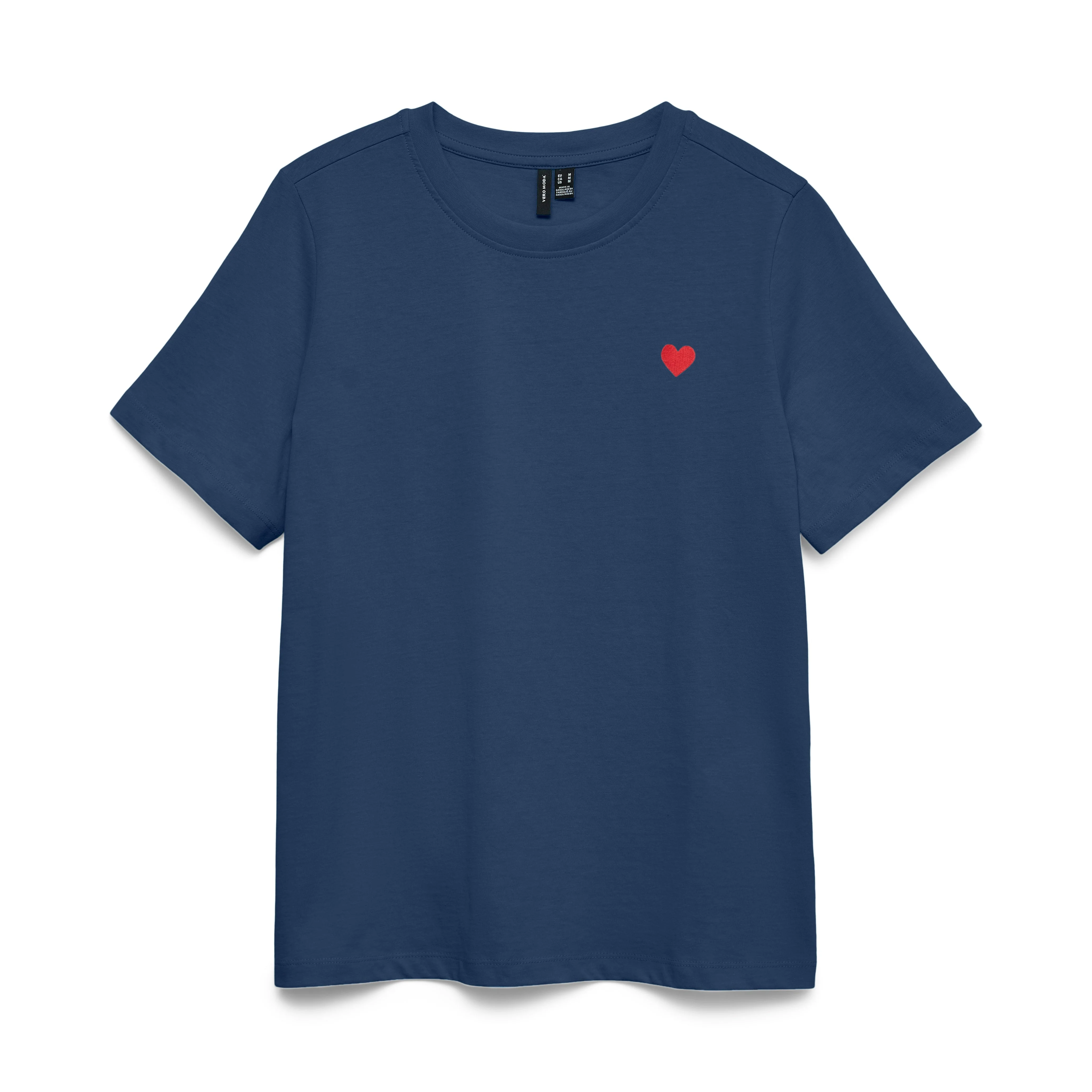 T-shirt blu da Donna con cuore rosso ricamato Vero Moda - Image 3