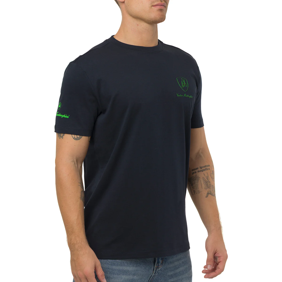 T-shirt blu da Uomo con dettagli verde fluo Tonino Lamborghini