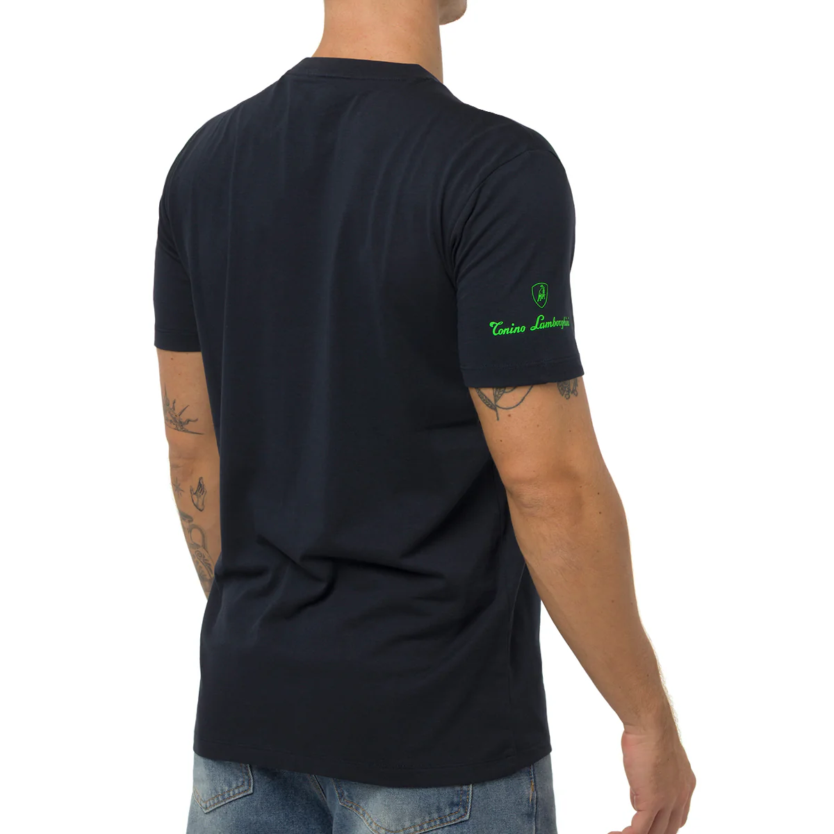 T-shirt blu da Uomo con dettagli verde fluo Tonino Lamborghini - Image 2