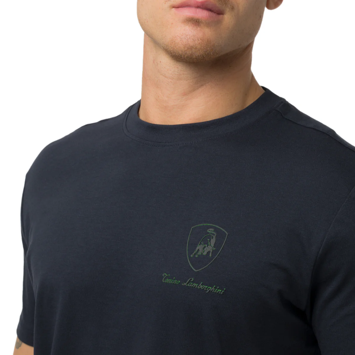 T-shirt blu da Uomo con dettagli verde fluo Tonino Lamborghini - Image 3