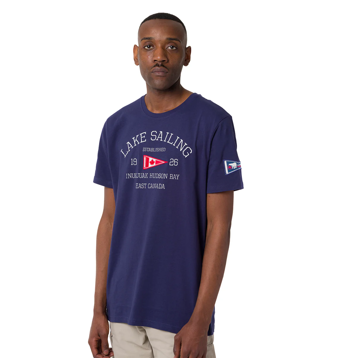 T-Shirt blu da Uomo con stampa frontale in contrasto Canada Trail