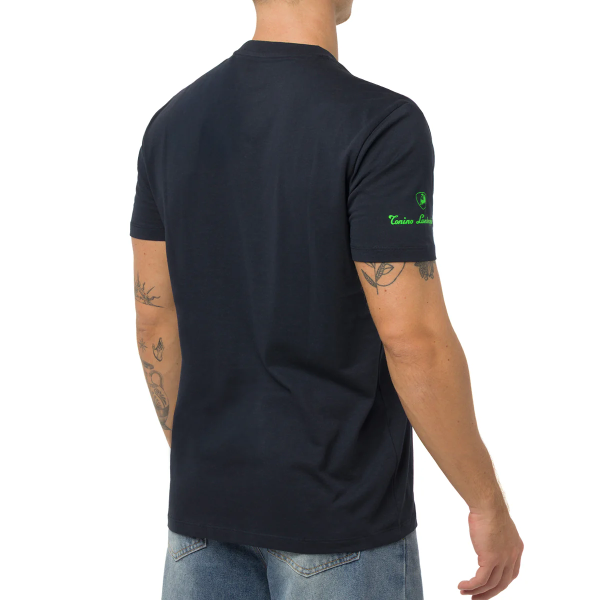 T-shirt blu da Uomo con stampa verde fluo Tonino Lamborghini - Image 2