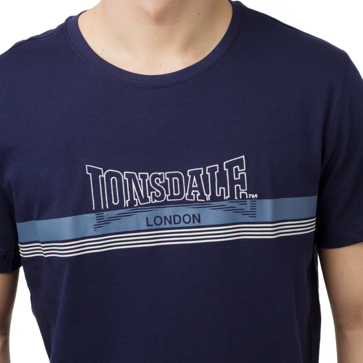 T-shirt blu da Uomo con logo stampato frontale Lonsdale - Image 3