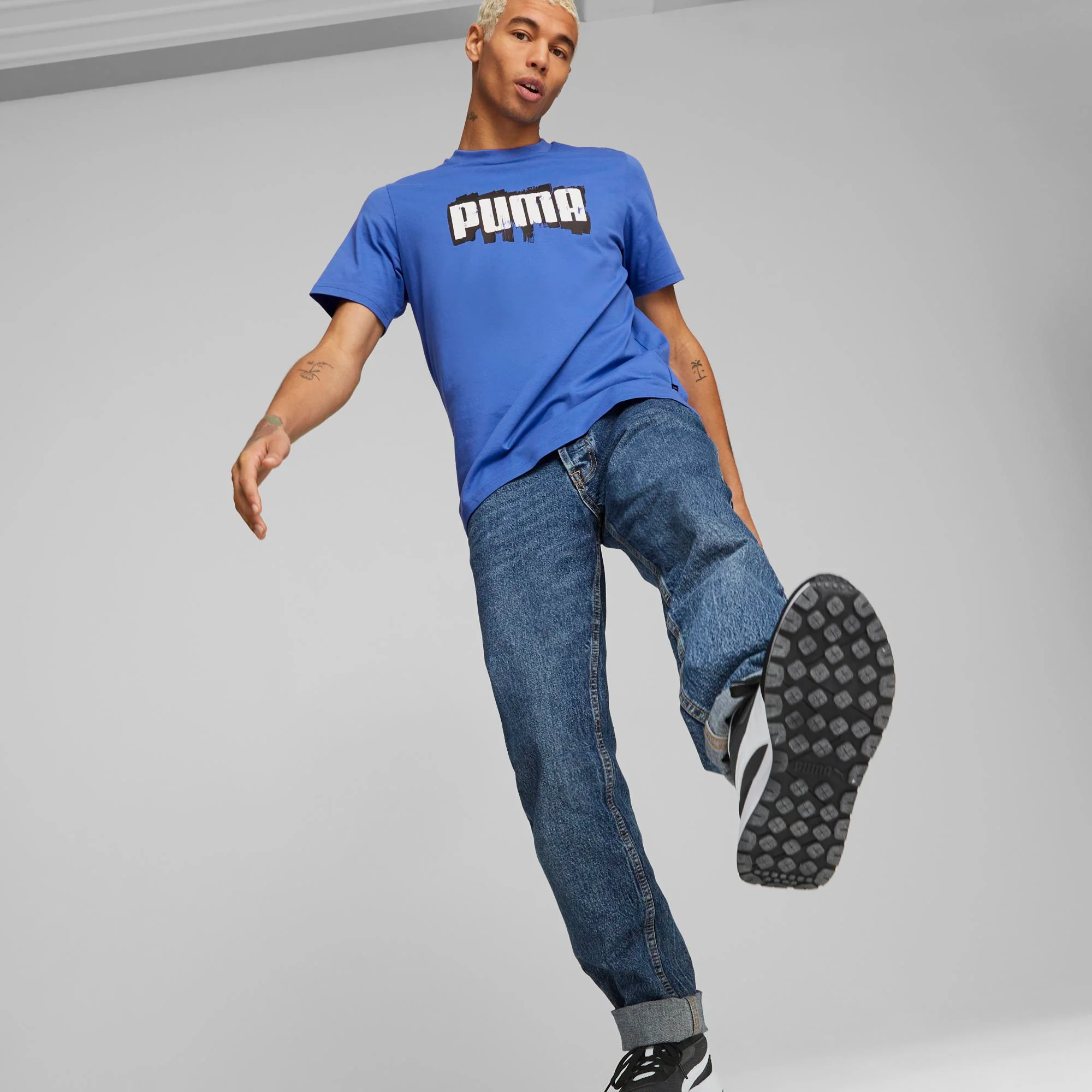 T-shirt blu da uomo Puma Graphics Wording - Image 4