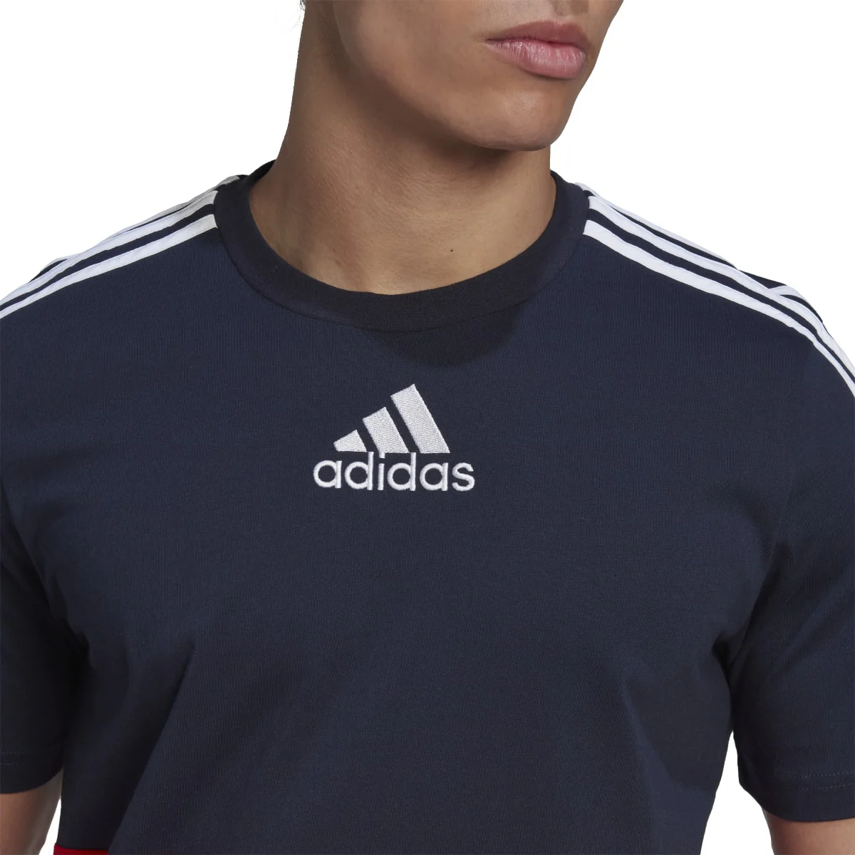 T-shirt blu e rossa da uomo adidas Essentials Colorblock - Image 4
