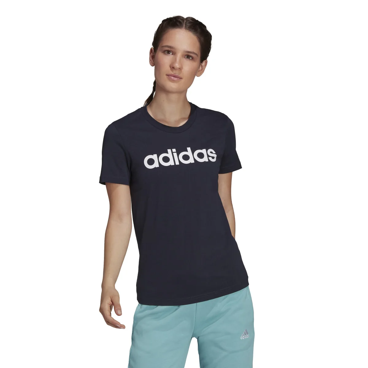 T-shirt blu navy da donna adidas LOUNGEWEAR Essentials Slim Logo