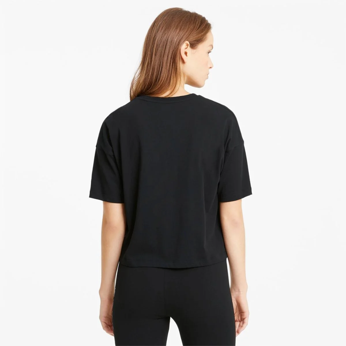 T-shirt corta nera da donna Puma Essentials Cropped Logo - Image 2