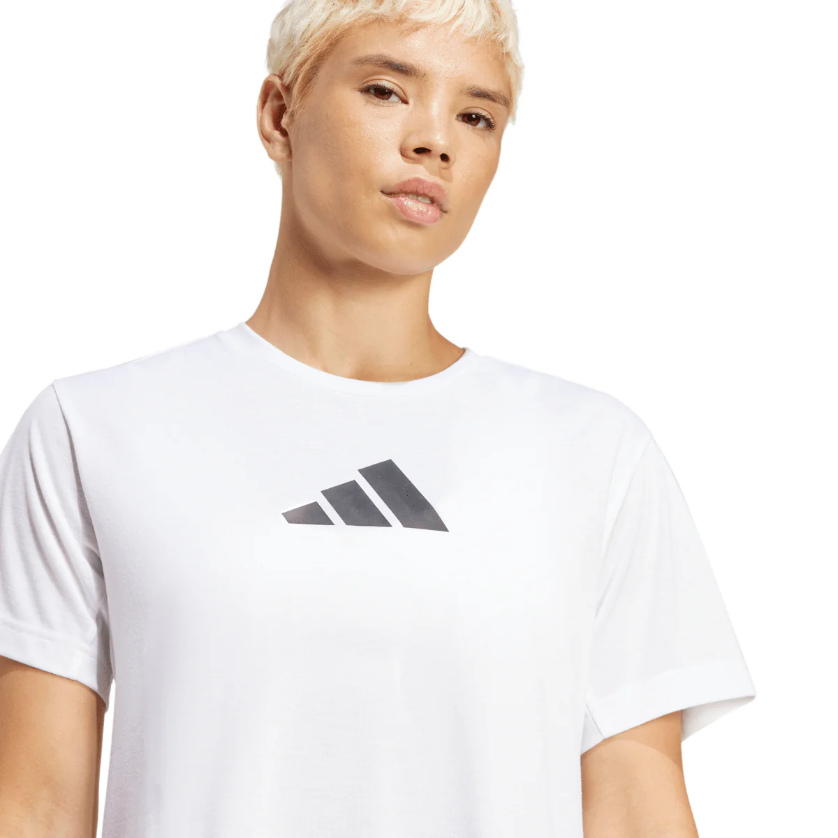 T-shirt cropped bianca da Donna con logo frontale adidas - Image 4