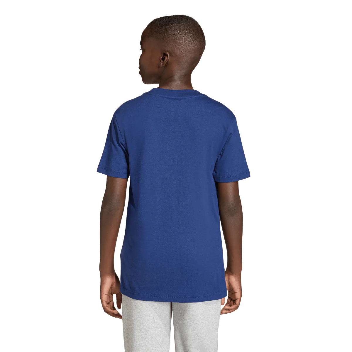 T-shirt da bambino blu con maxi logo grafico arancione adidas - Image 5