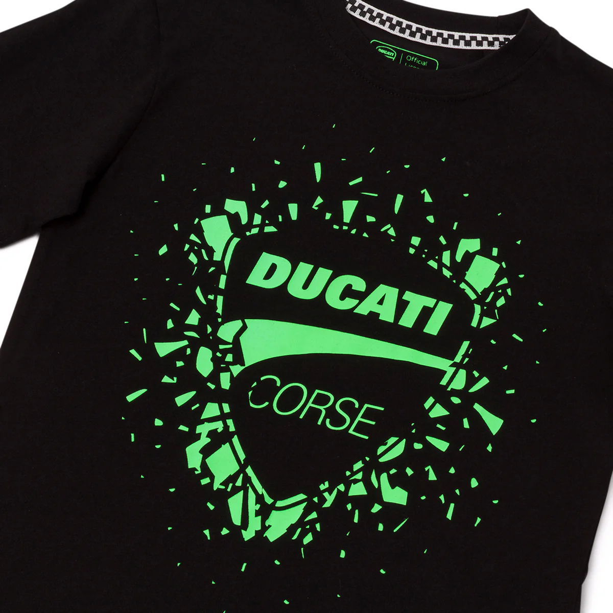 T-shirt da Bambino nera con stampa grafica verde neon effetto frammentato Ducati - Image 3
