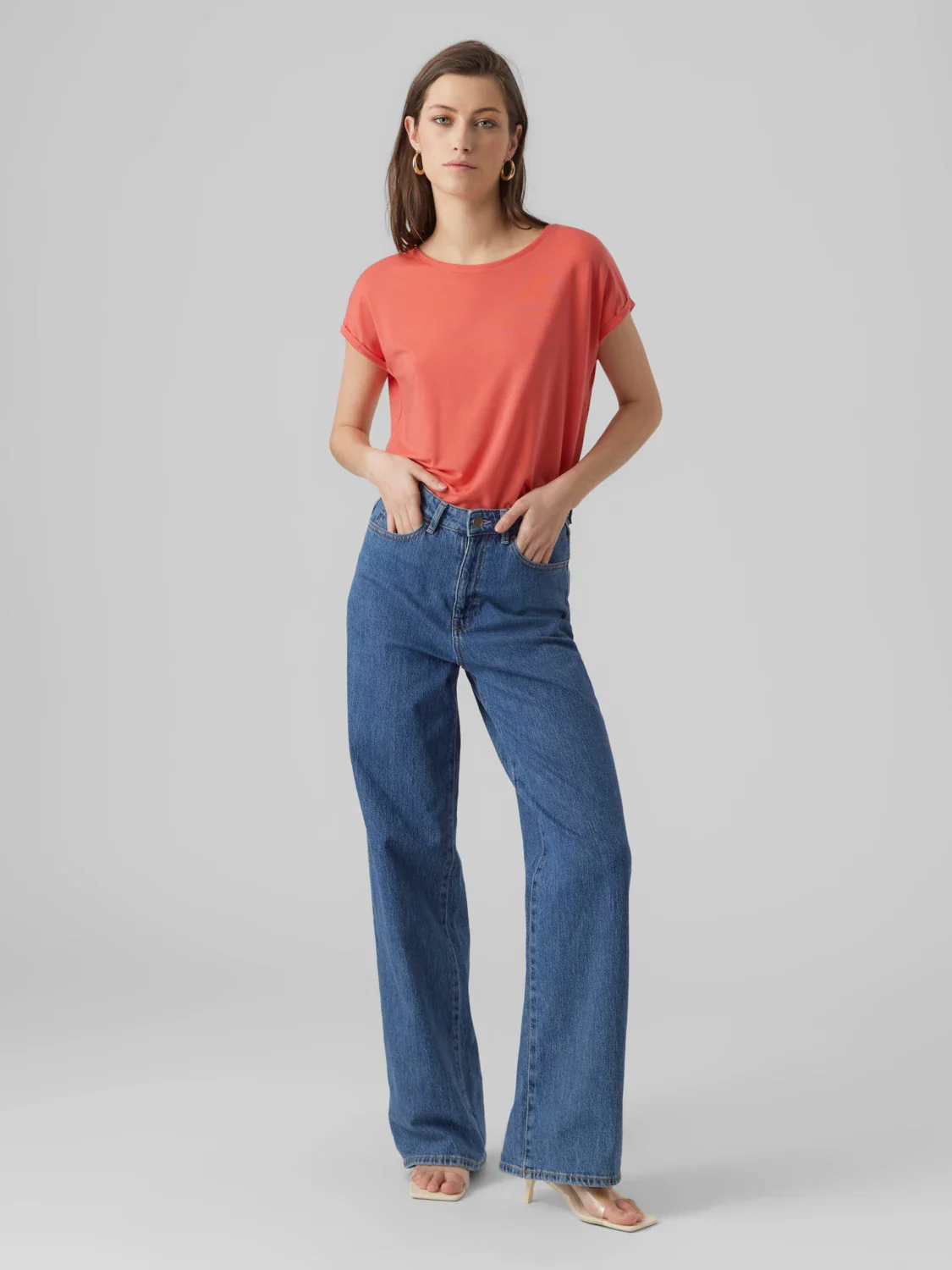 T-shirt da donna color corallo Vero Moda - Image 4