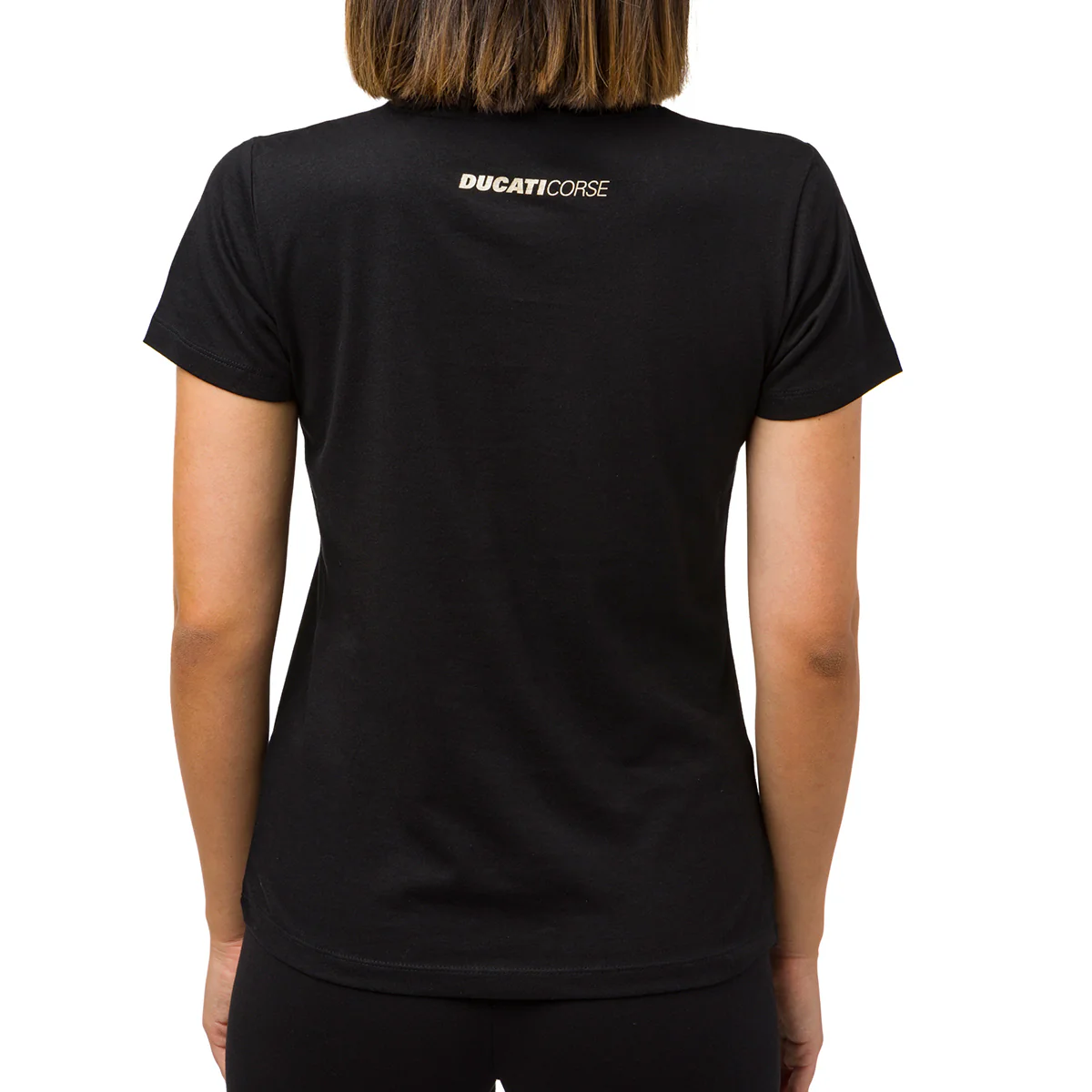 T-shirt da donna nera con logo oro Ducati Corse - Image 2
