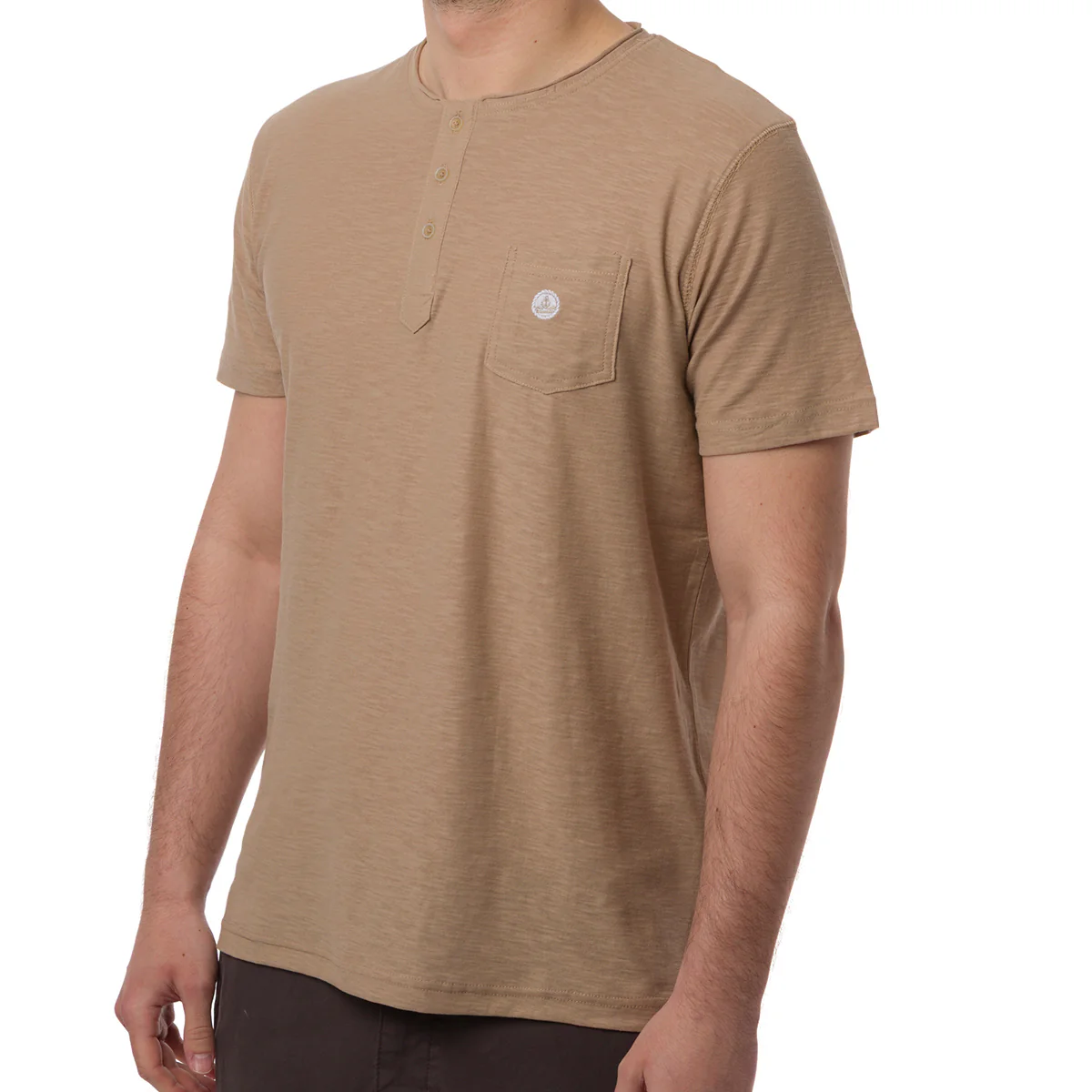 T-shirt da Uomo Beige con bottoni e logo Navy Sails