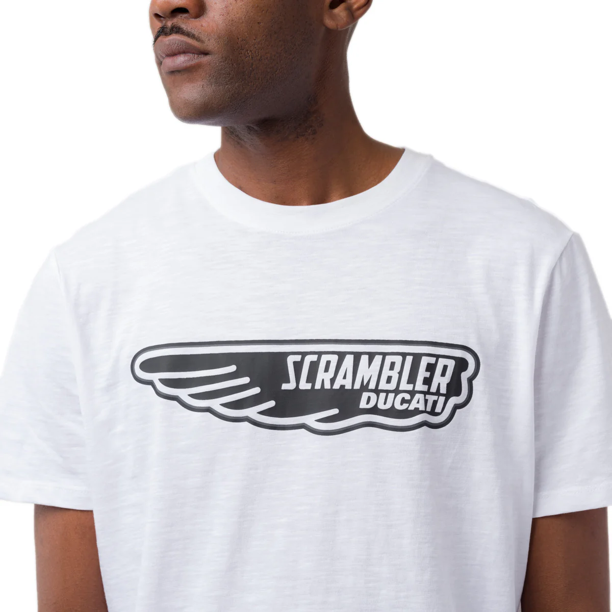 T-shirt da uomo bianca con dettaglio stampa Ducati Scrambler - Image 3