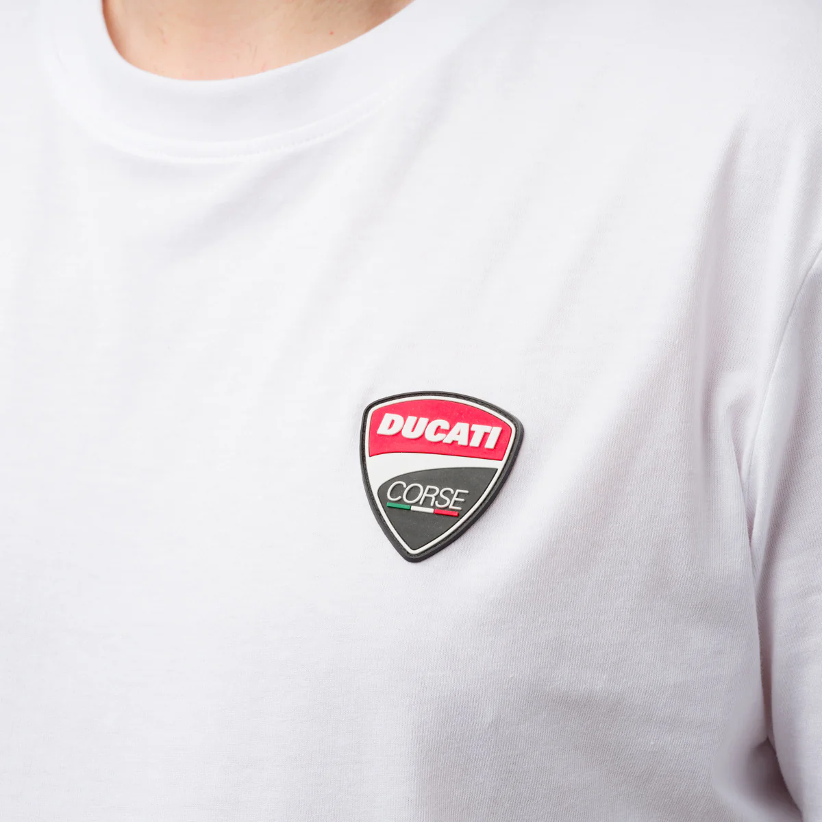T-shirt da uomo bianca con logo in gomma Ducati Corse - Image 3