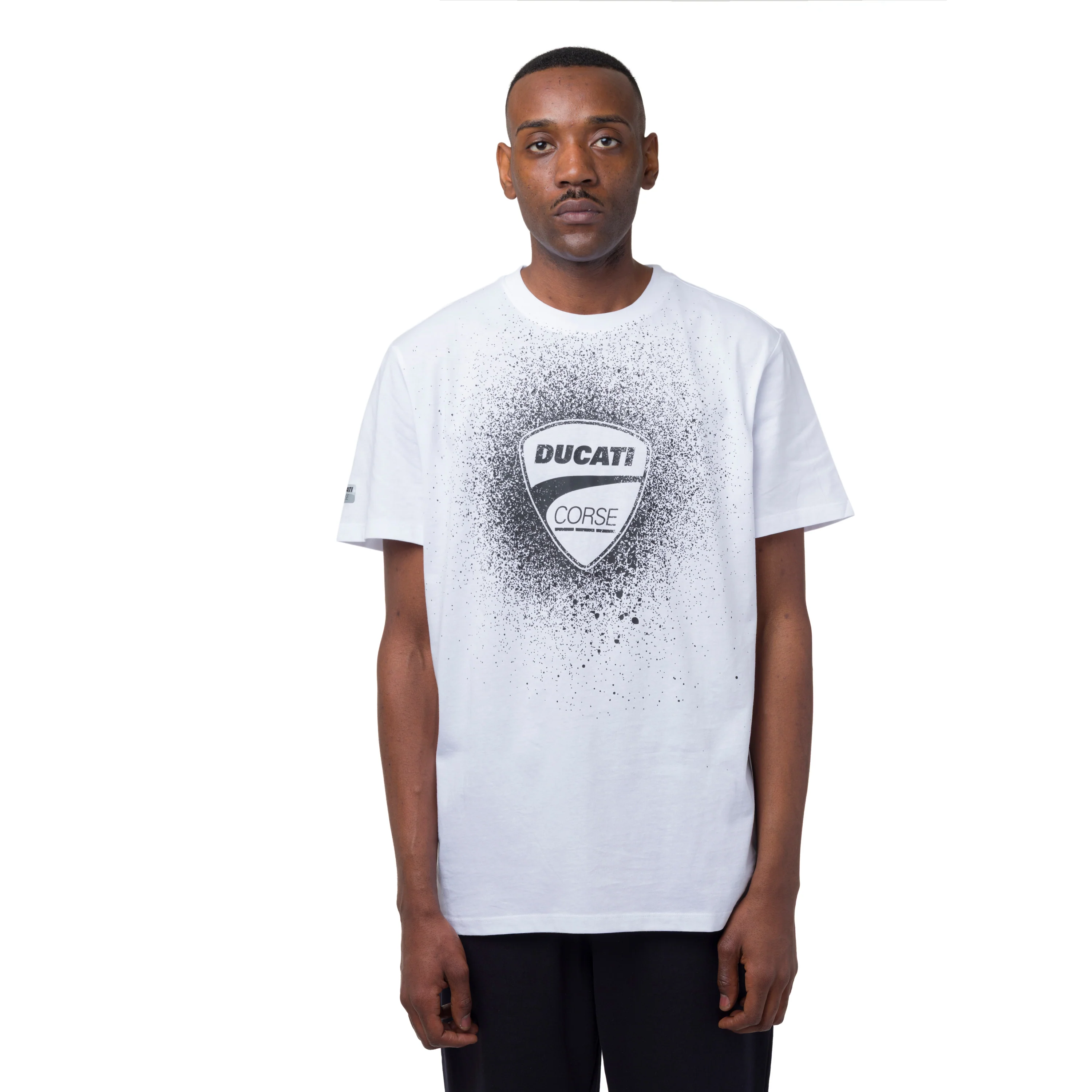 T-shirt da uomo bianca in cotone con logo e stampa Ducati Corse