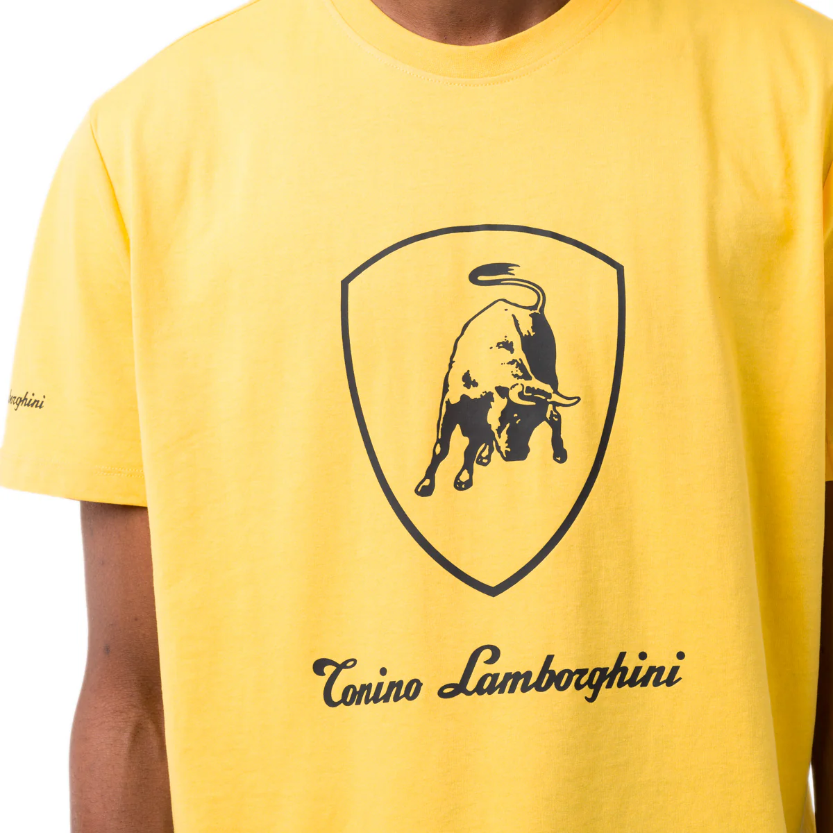 T-shirt da uomo gialla in cotone con logo Tonino Lamborghini - Image 3