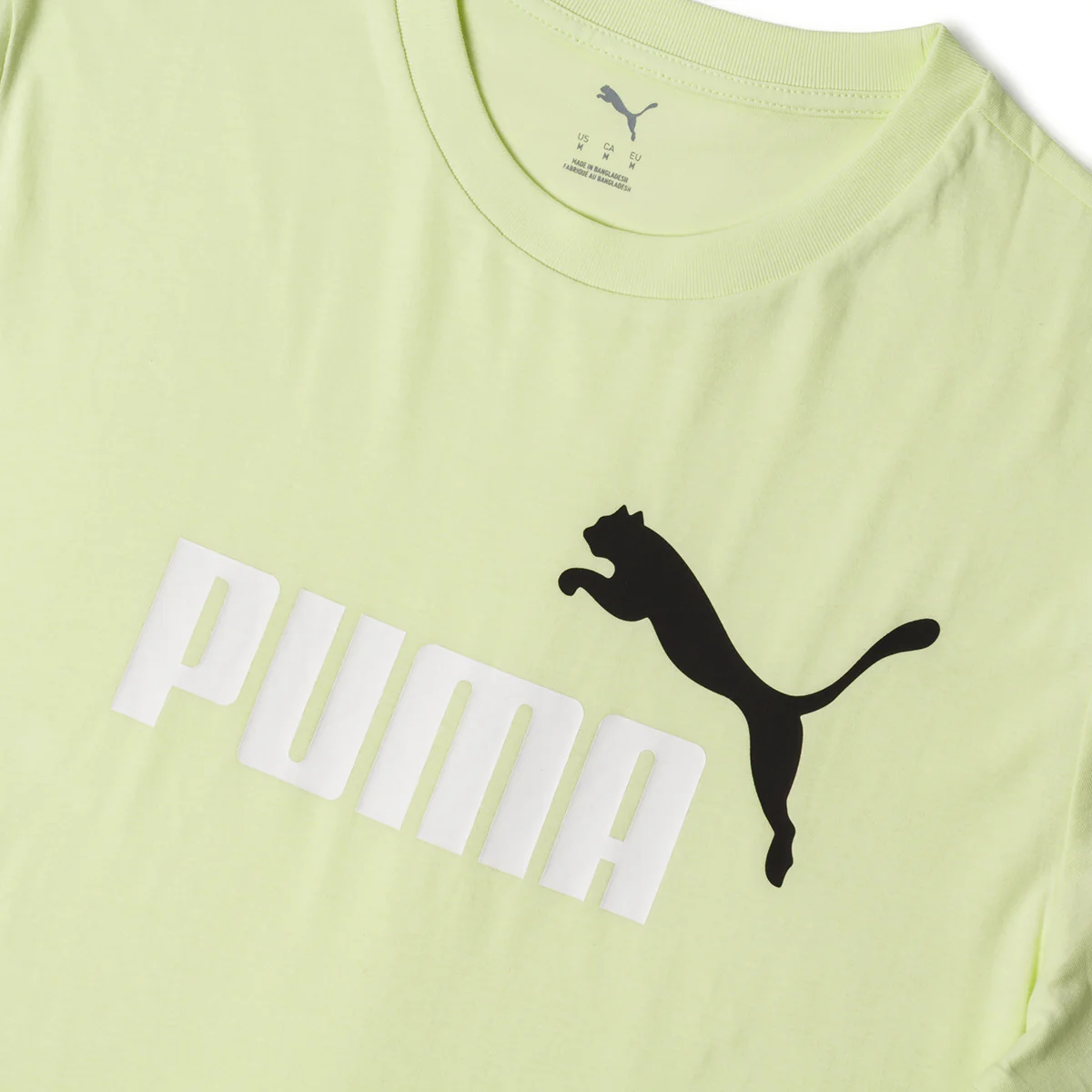 T-shirt da uomo giallo chiaro con logo frontale nero e bianco Puma - Image 3