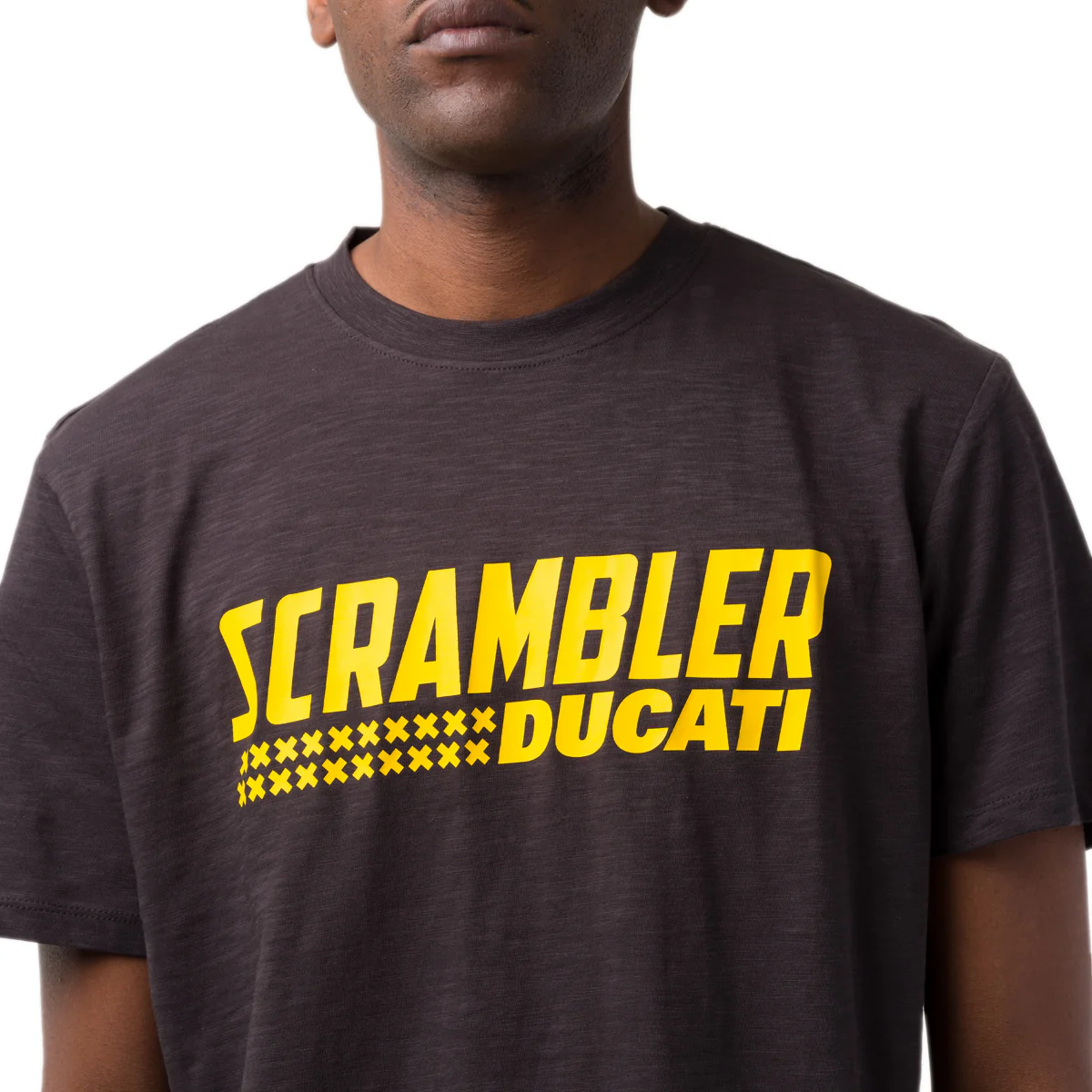 T-shirt da uomo nera con dettaglio stampa gialla Ducati Scrambler - Image 3
