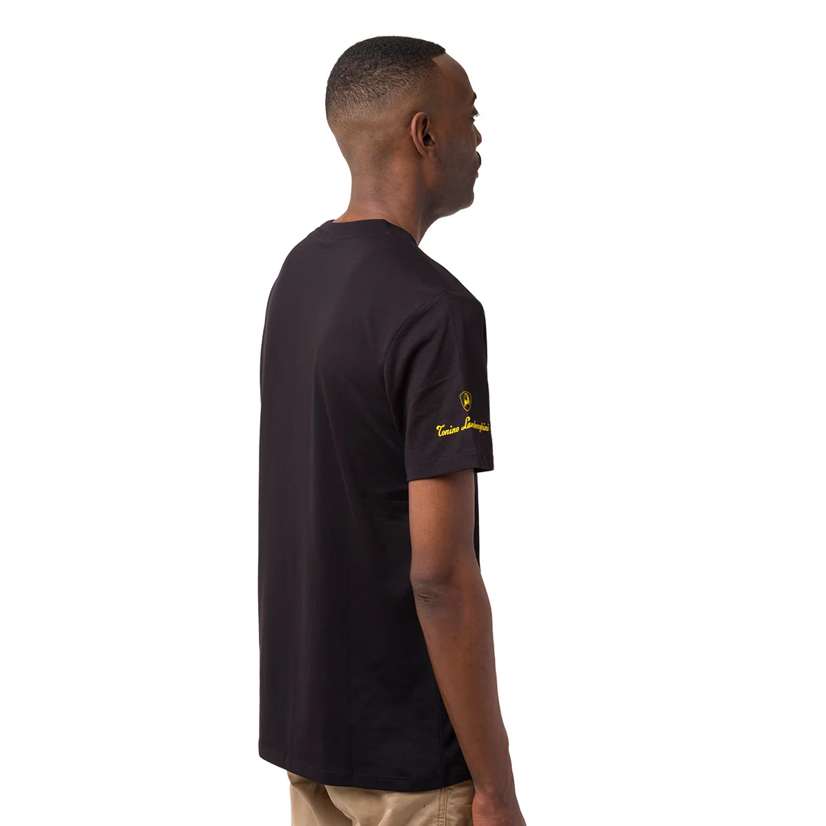T-shirt da uomo nera in cotone con logo giallo Tonino Lamborghini - Image 2