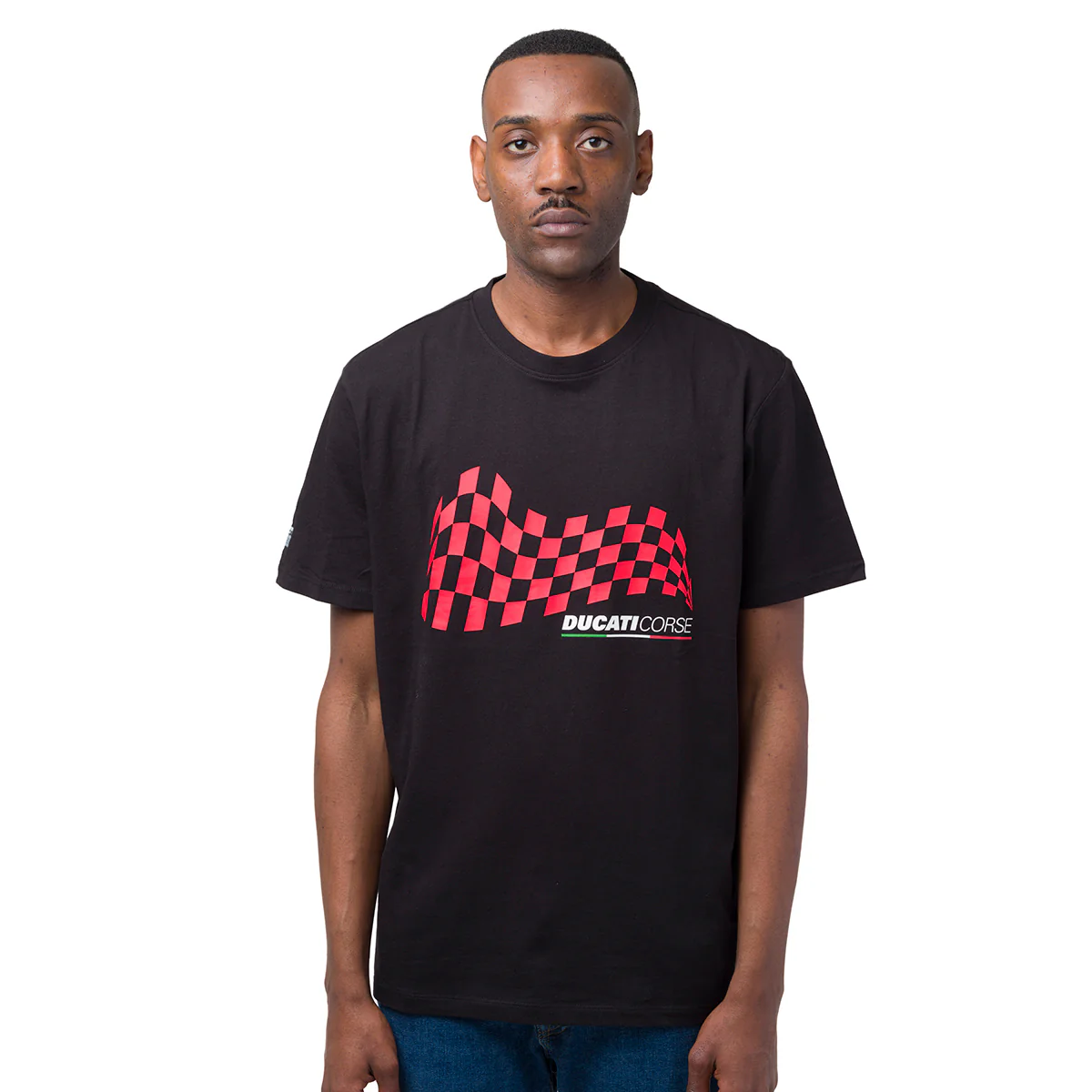 T-shirt da uomo nero in cotone con stampa rossa Ducati Corse - Image 2
