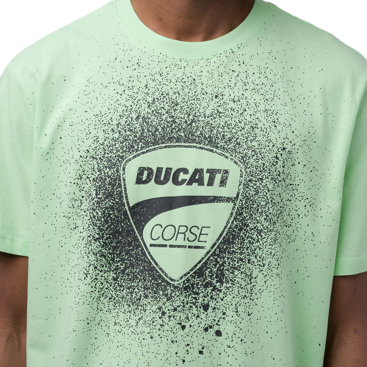 T-shirt da uomo verde chiaro in cotone con logo e stampa Ducati Corse - Image 3