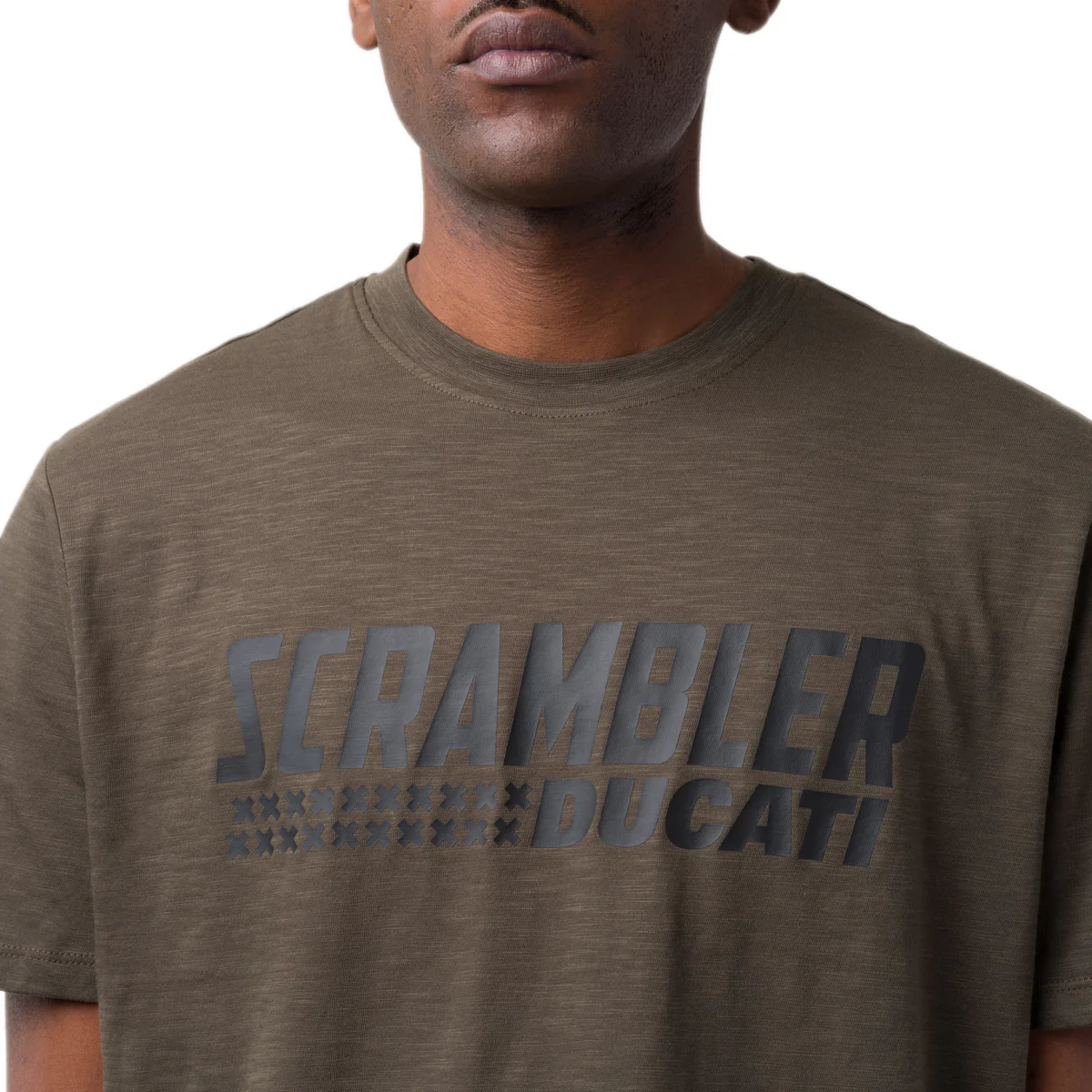 T-shirt da uomo verde militare con dettaglio stampa Ducati Scrambler - Image 3