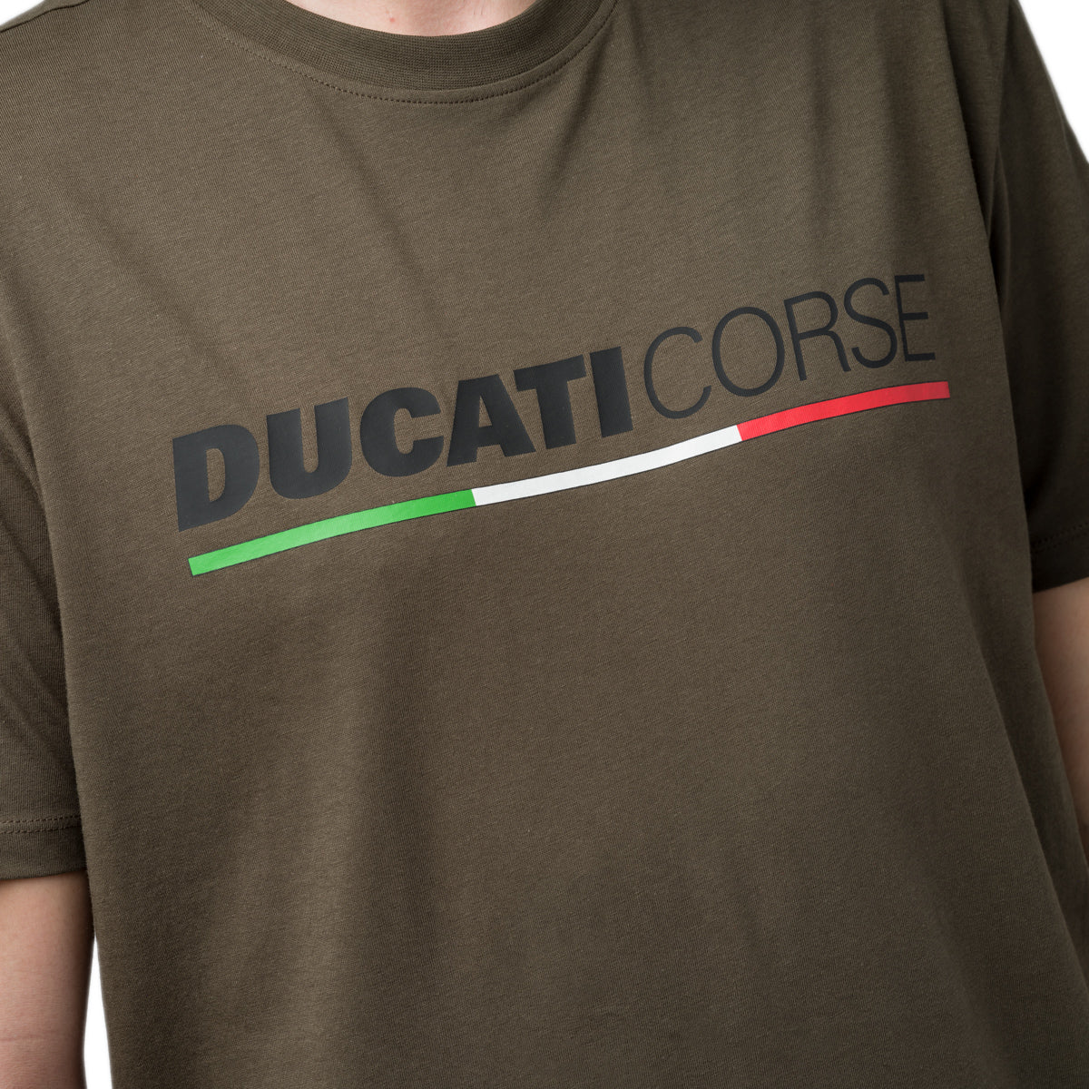 T-shirt da uomo verde militare con logo Ducati Corse - Image 3