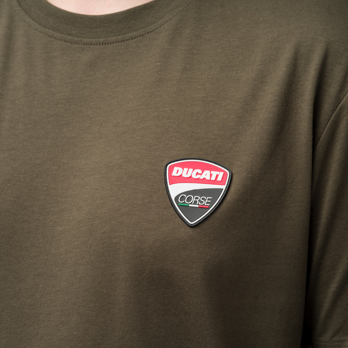 T-shirt da uomo verde militare con patch Ducati Corse - Image 3