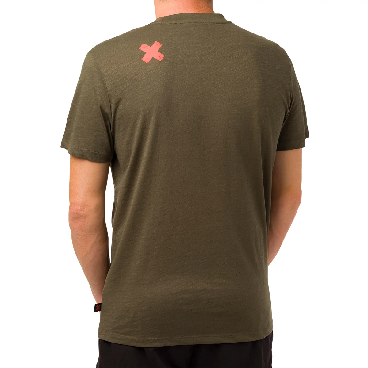 T-shirt da uomo verde militare con stampa nera frontale Ducati Scrambler - Image 2