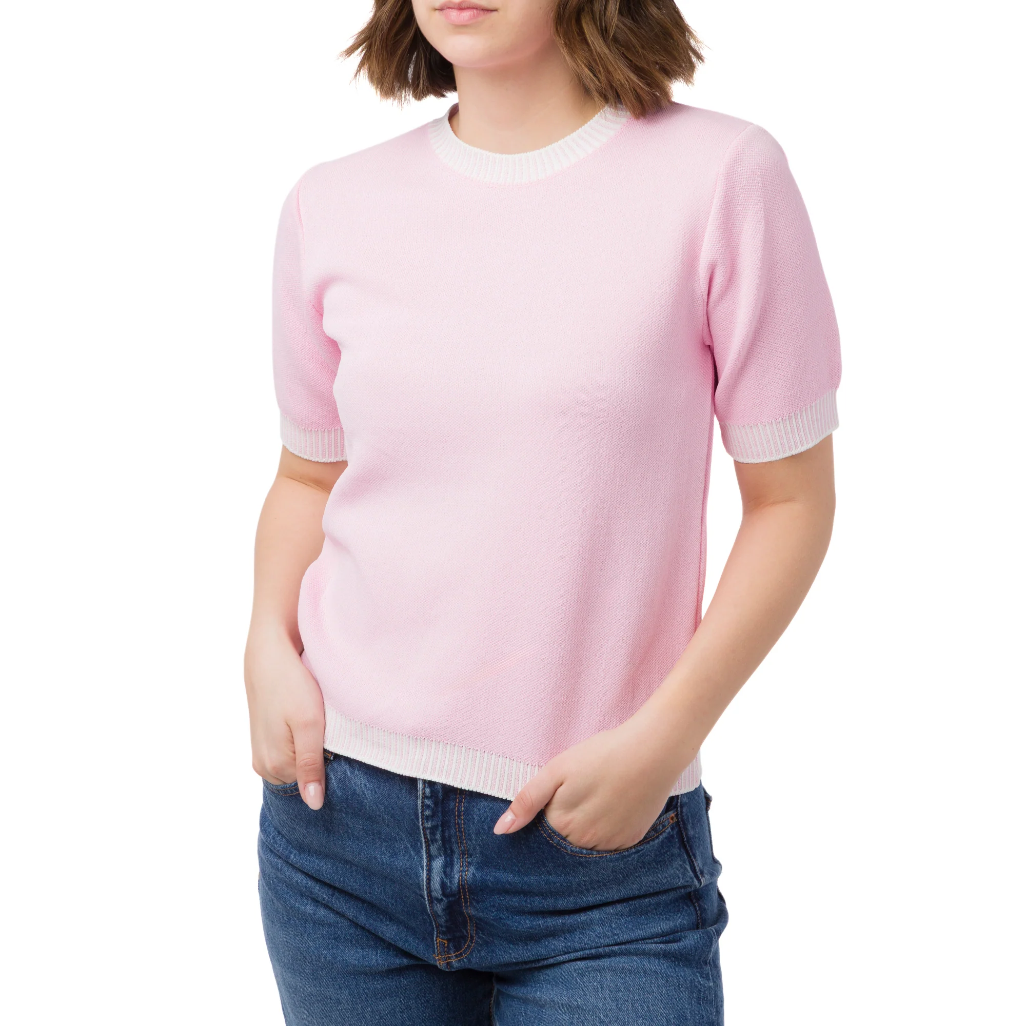 T-shirt elegante da Donna Rosa con dettagli bianchi Swish Jeans