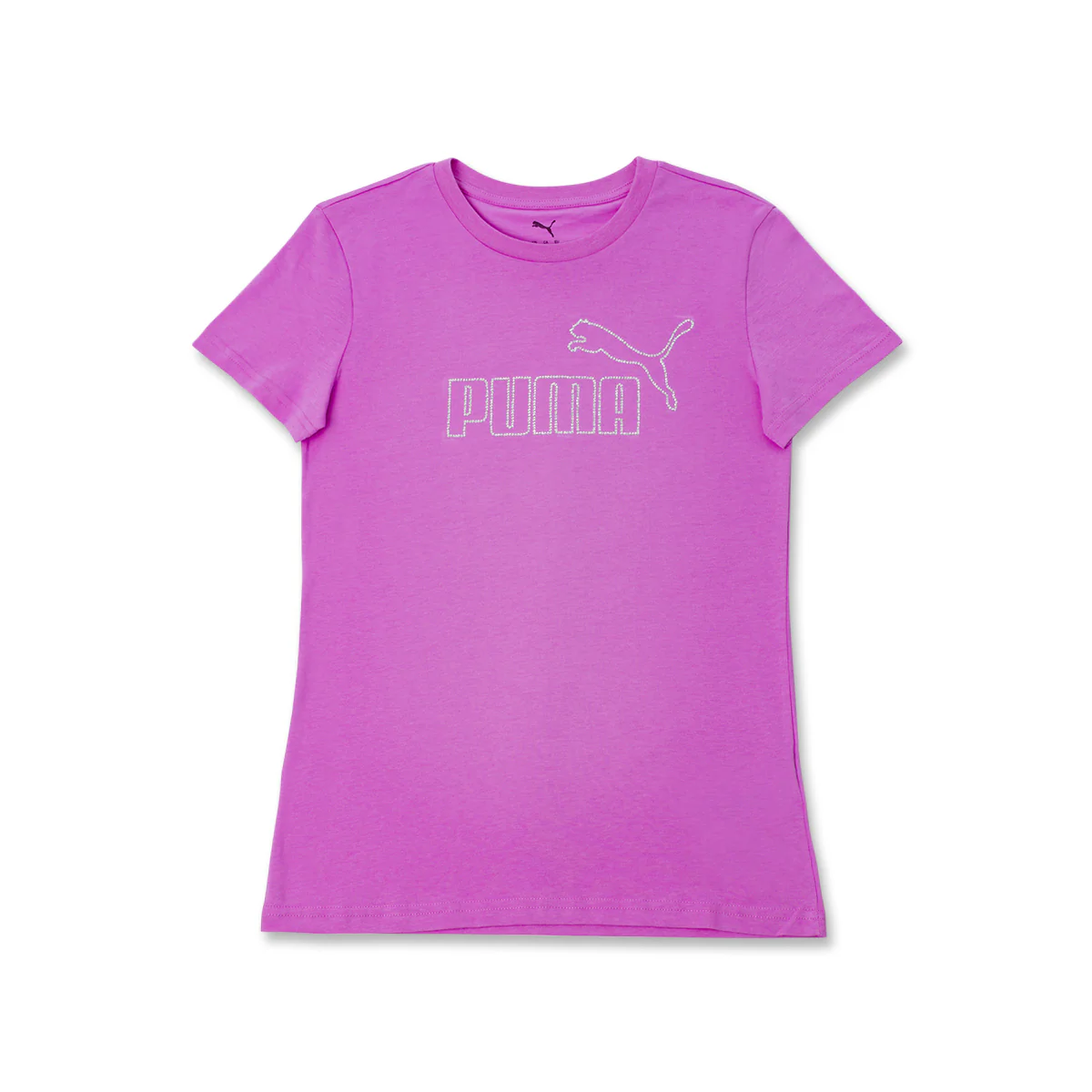T-shirt fucsia da Donna a maniche corte con logo strass Puma