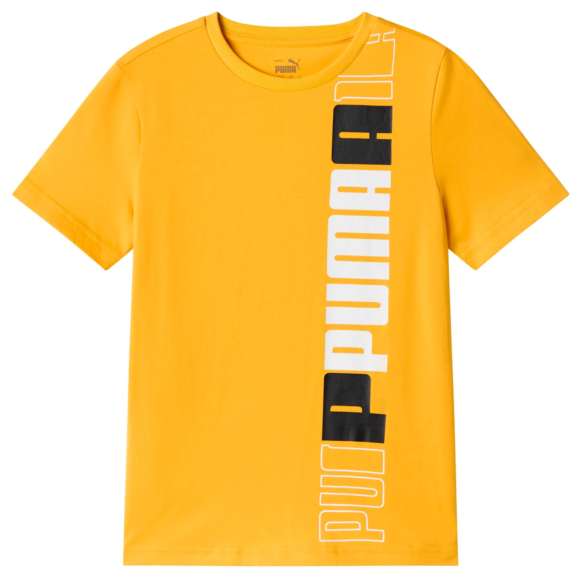 T-shirt gialla da bambino con logo sul petto sinistro Puma