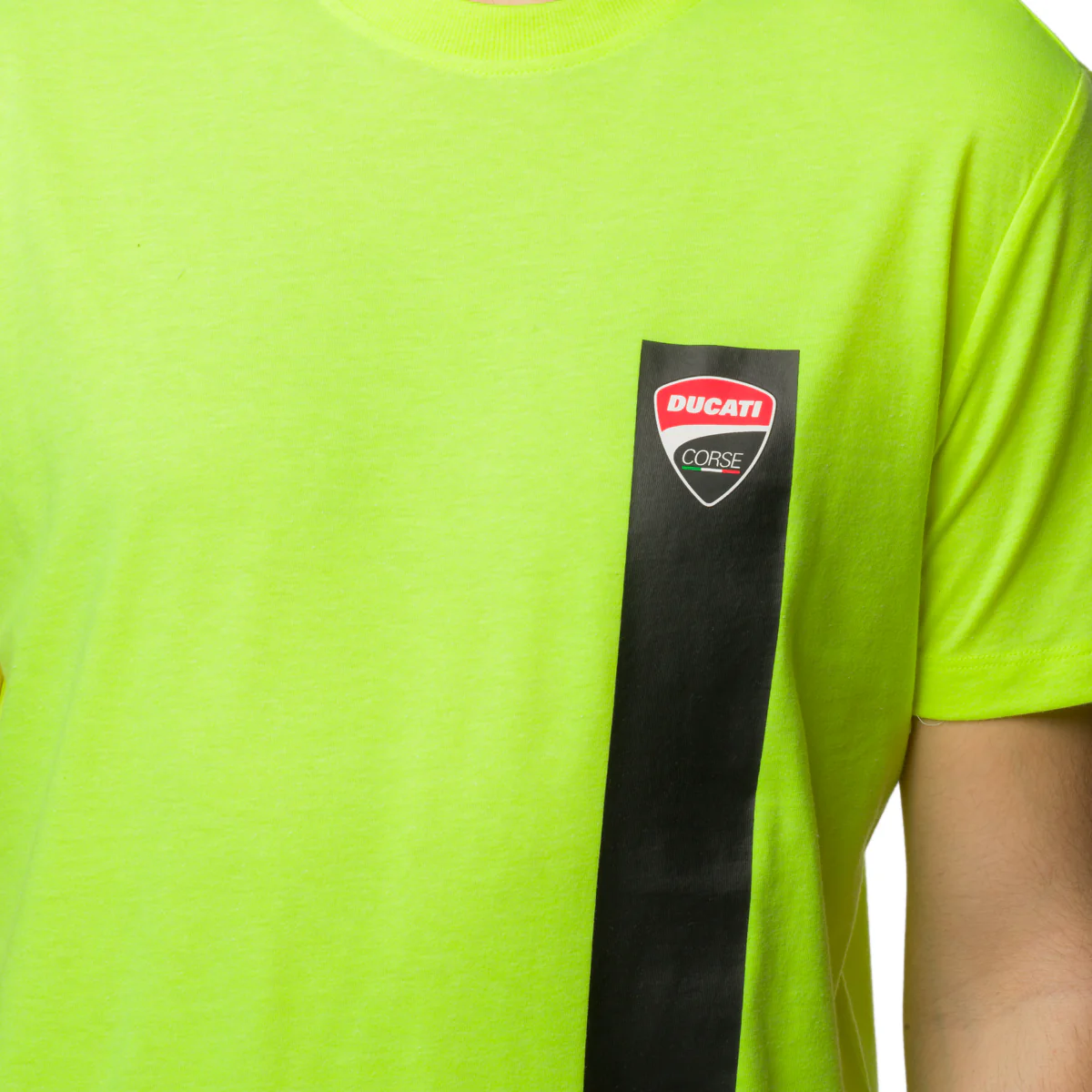 T-shirt giallo fluo da uomo con badge sul petto Ducati Corse T-Stripe - Image 3